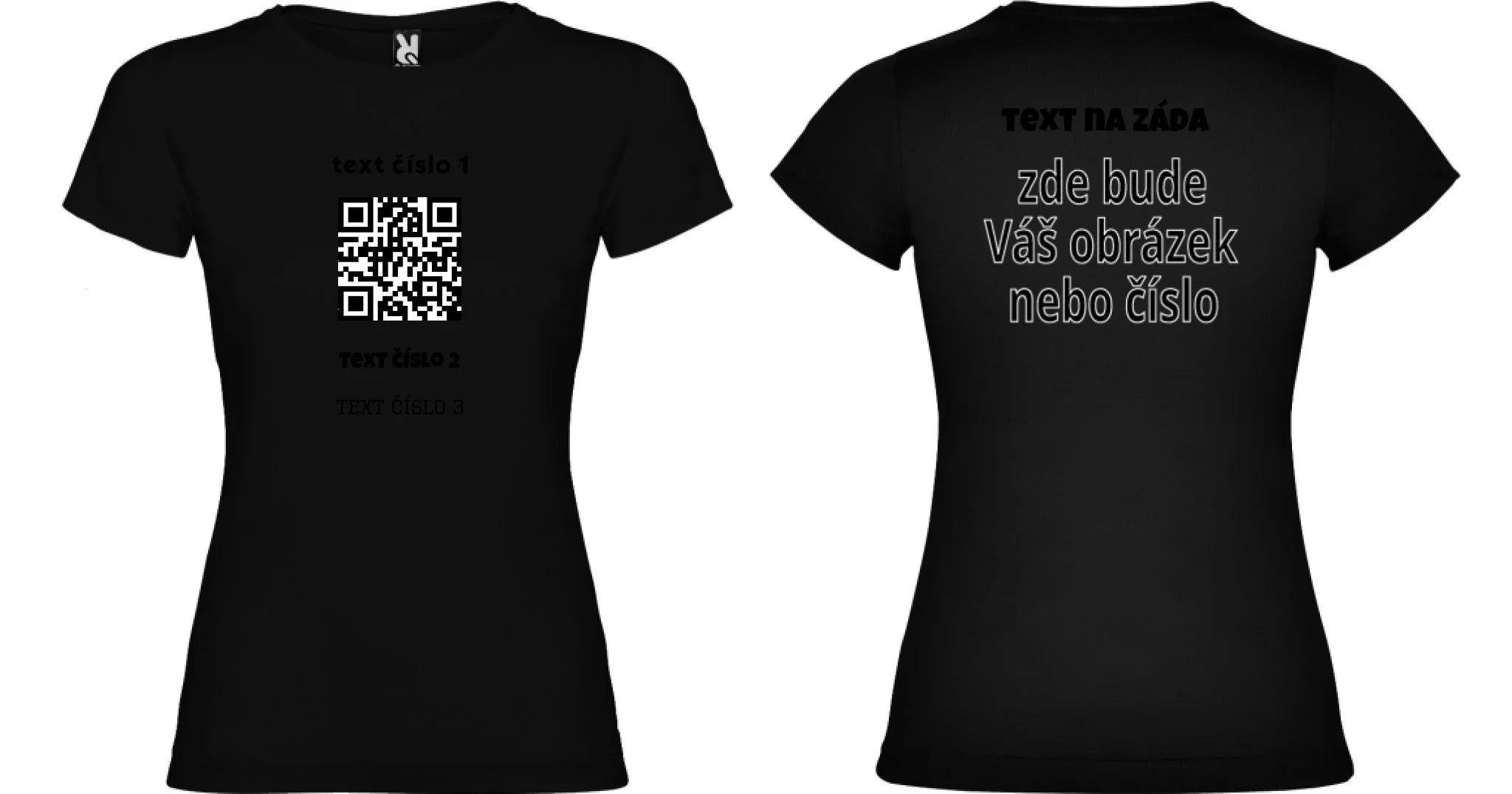 DÁMSKÉ TRIČKO s motivem QR KÓD (vložíte url adresu, můžete vložit vlastní texty) oboustranný potisk dámské jamaica Černá