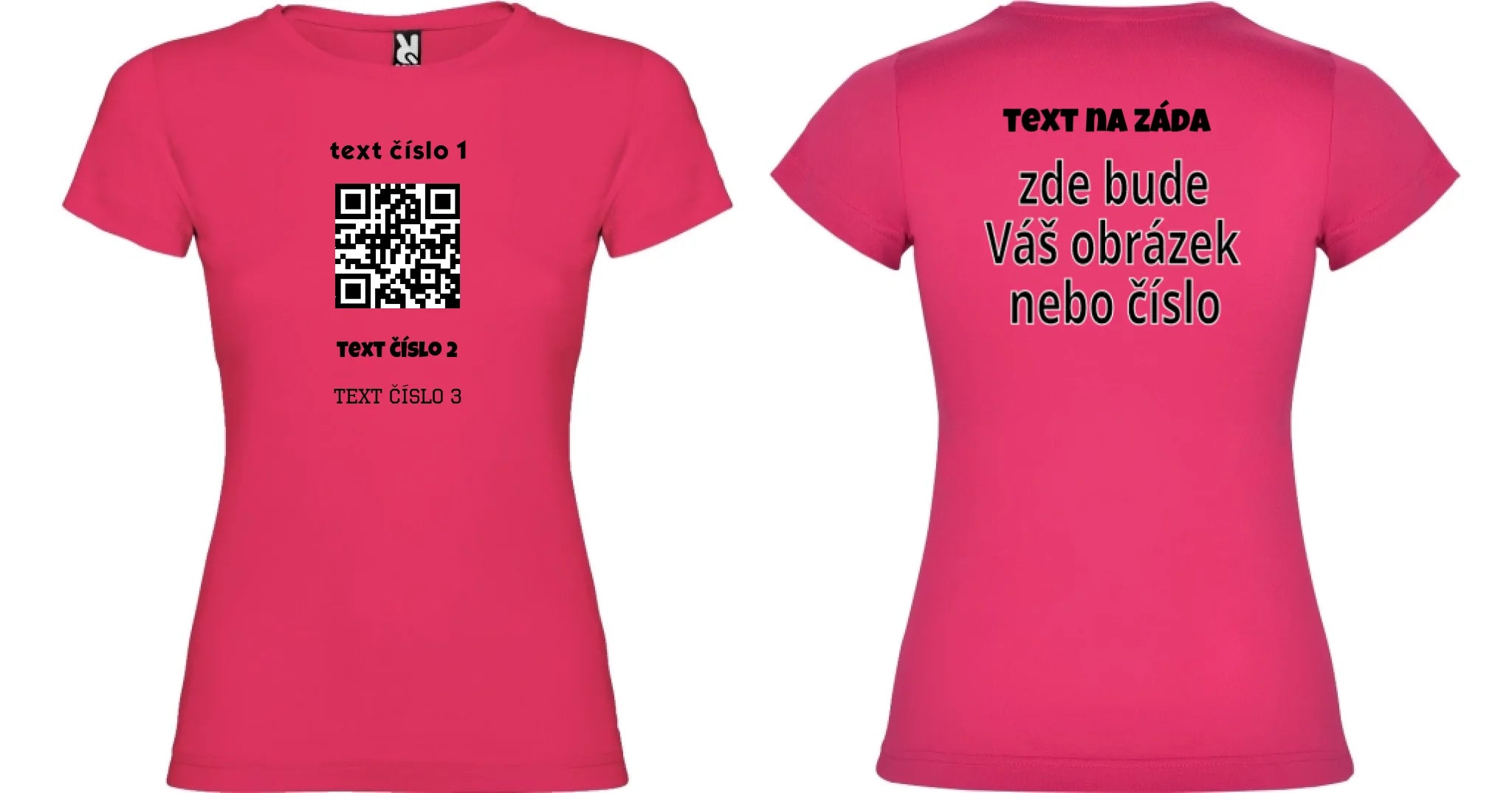 DÁMSKÉ TRIČKO s motivem QR KÓD (vložíte url adresu, můžete vložit vlastní texty) oboustranný potisk dámské jamaica Růže