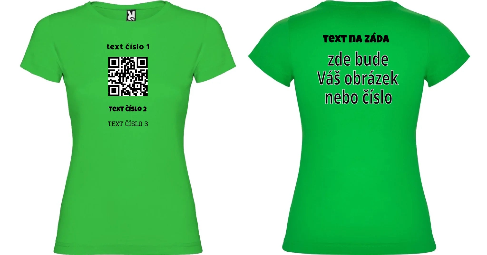 DÁMSKÉ TRIČKO s motivem QR KÓD (vložíte url adresu, můžete vložit vlastní texty) oboustranný potisk dámské jamaica Zelená