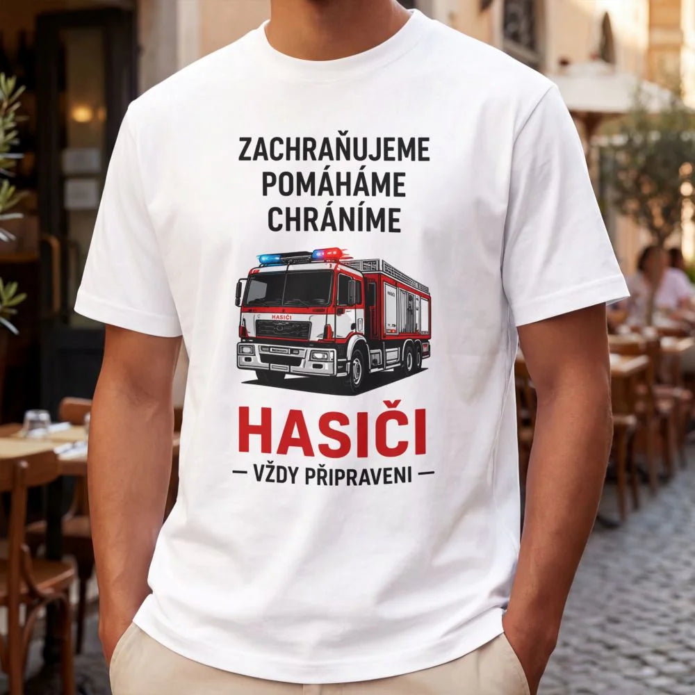 PÁNSKÉ TRIČKO HASIČI VŽDY PŘIPRAVEN možnost dotisku jména, čísla nebo obrázku