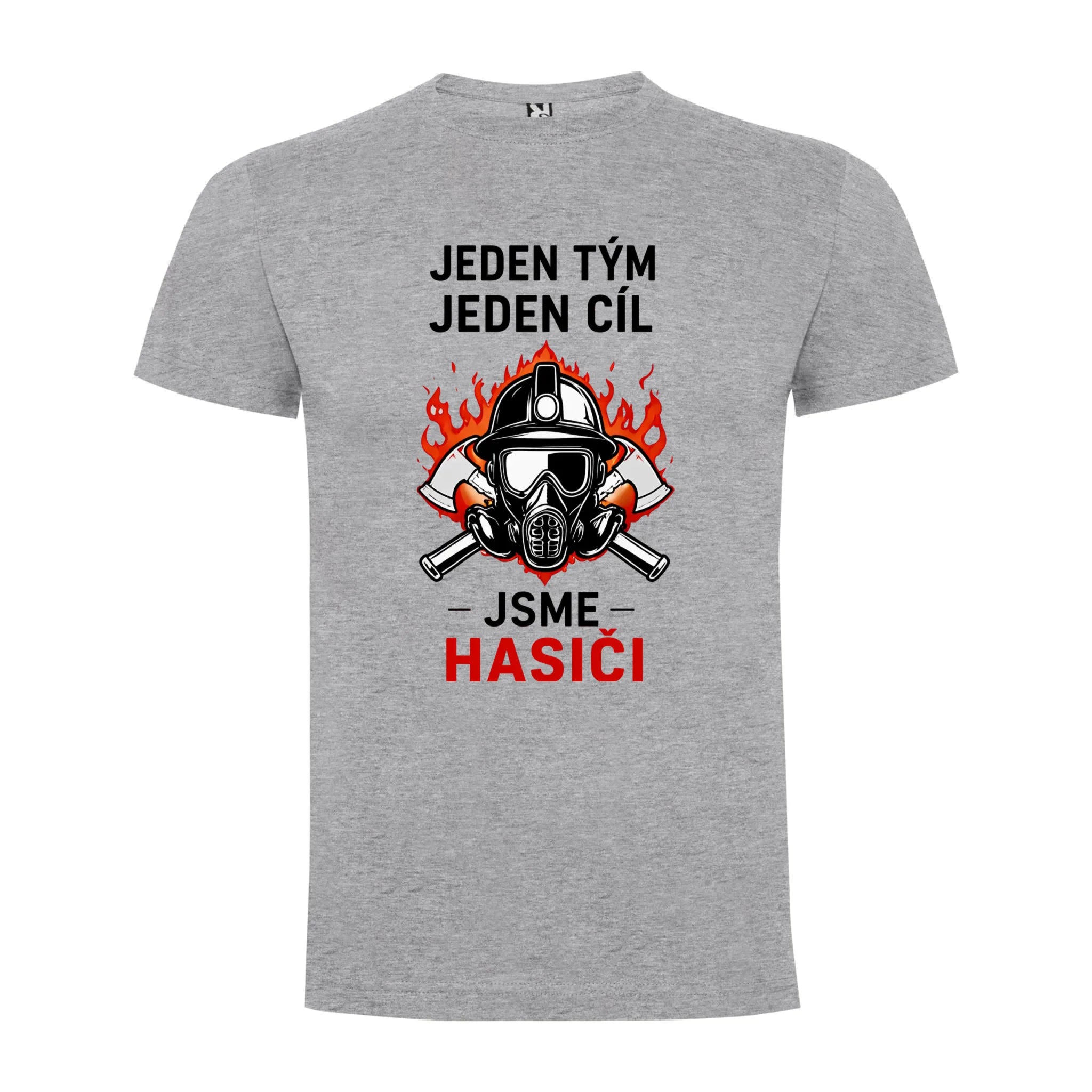 PÁNSKÉ TRIČKO S MOTIVEM HASIČI JEDEN TÝM možnost vlastního jména, čísla nebo obrázku jen motiv dopředu Melír