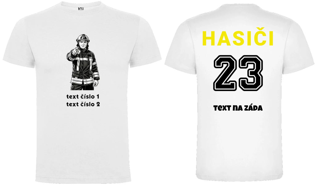 PÁNSKÉ TRIČKO s motivem HASIČI (výběr z 10+ obrázků, možnost doplnit vlastní texty)