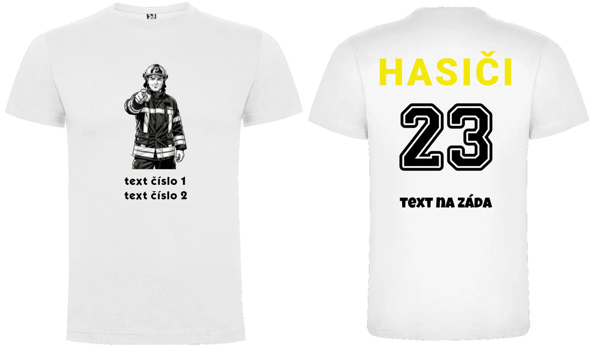 PÁNSKÉ TRIČKO s motivem HASIČI (výběr z 10+ obrázků, možnost doplnit vlastní texty)