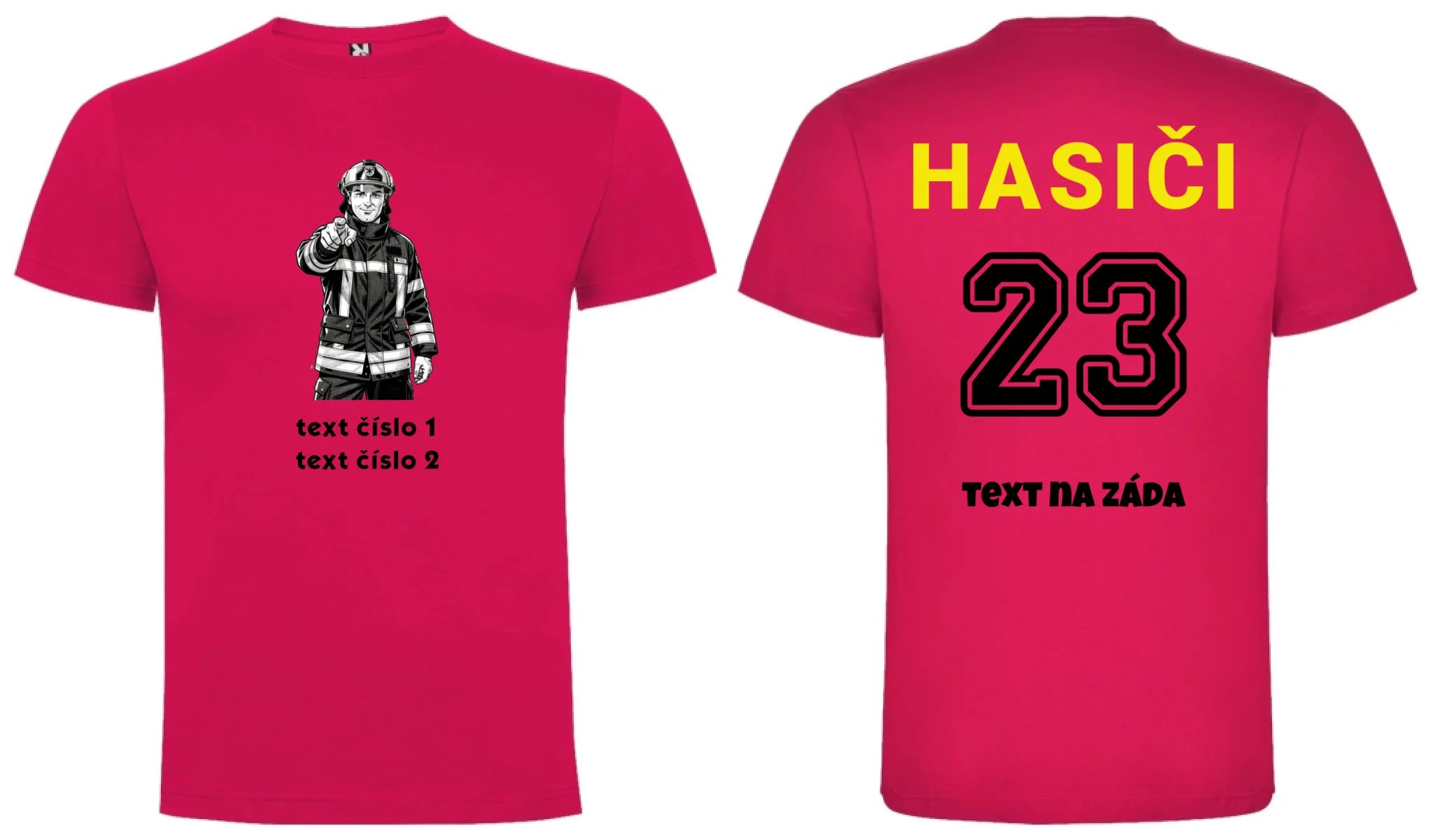 PÁNSKÉ TRIČKO s motivem HASIČI (výběr z 10+ obrázků, možnost doplnit vlastní texty) potisk dopředu i na záda Růže