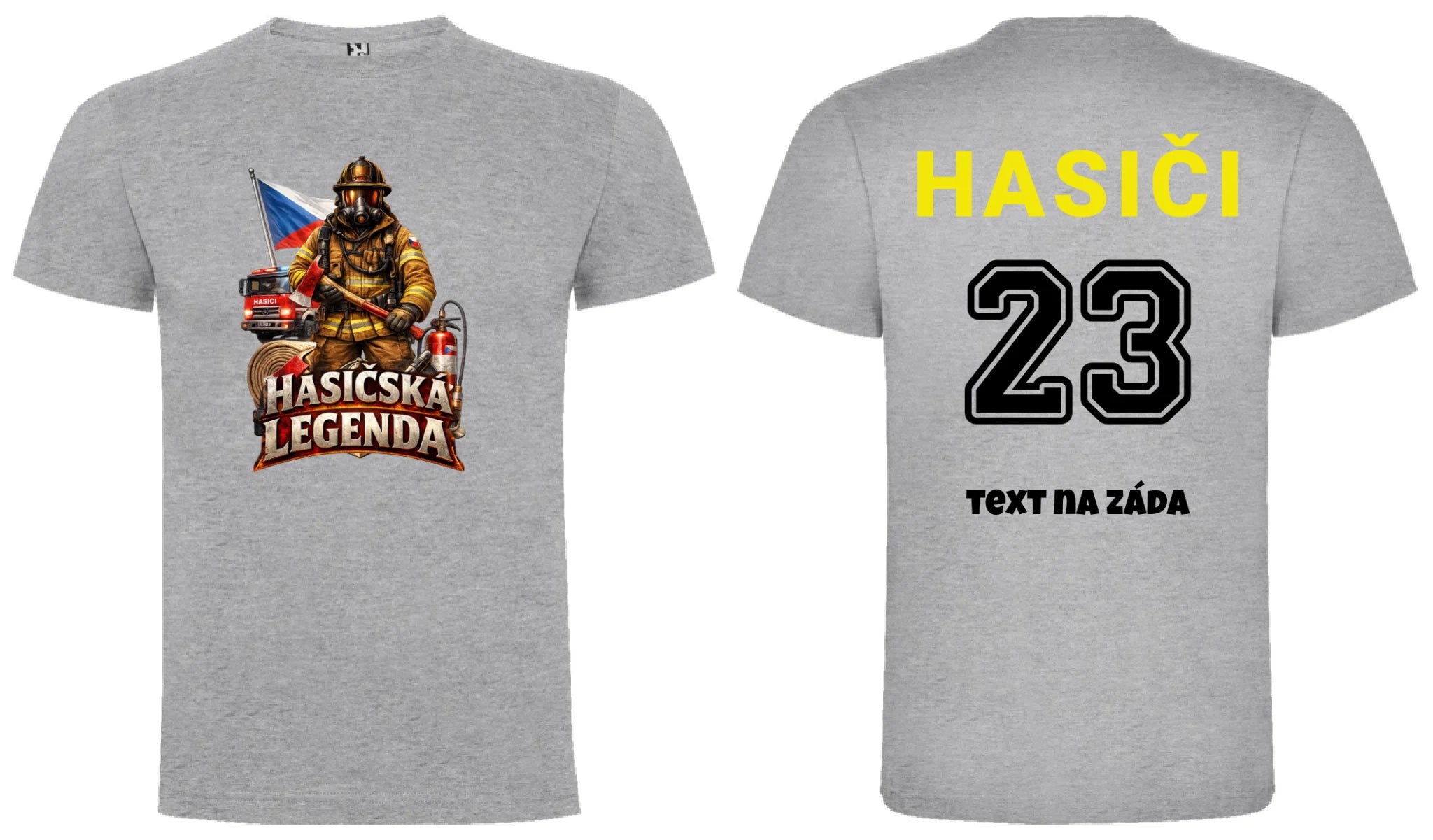 PÁNSKÉ TRIČKO HASIČSKÁ LEGENDA možnost vlastního jména, čísla nebo obrázku motiv dopředu a vlastní potisk na záda Melír