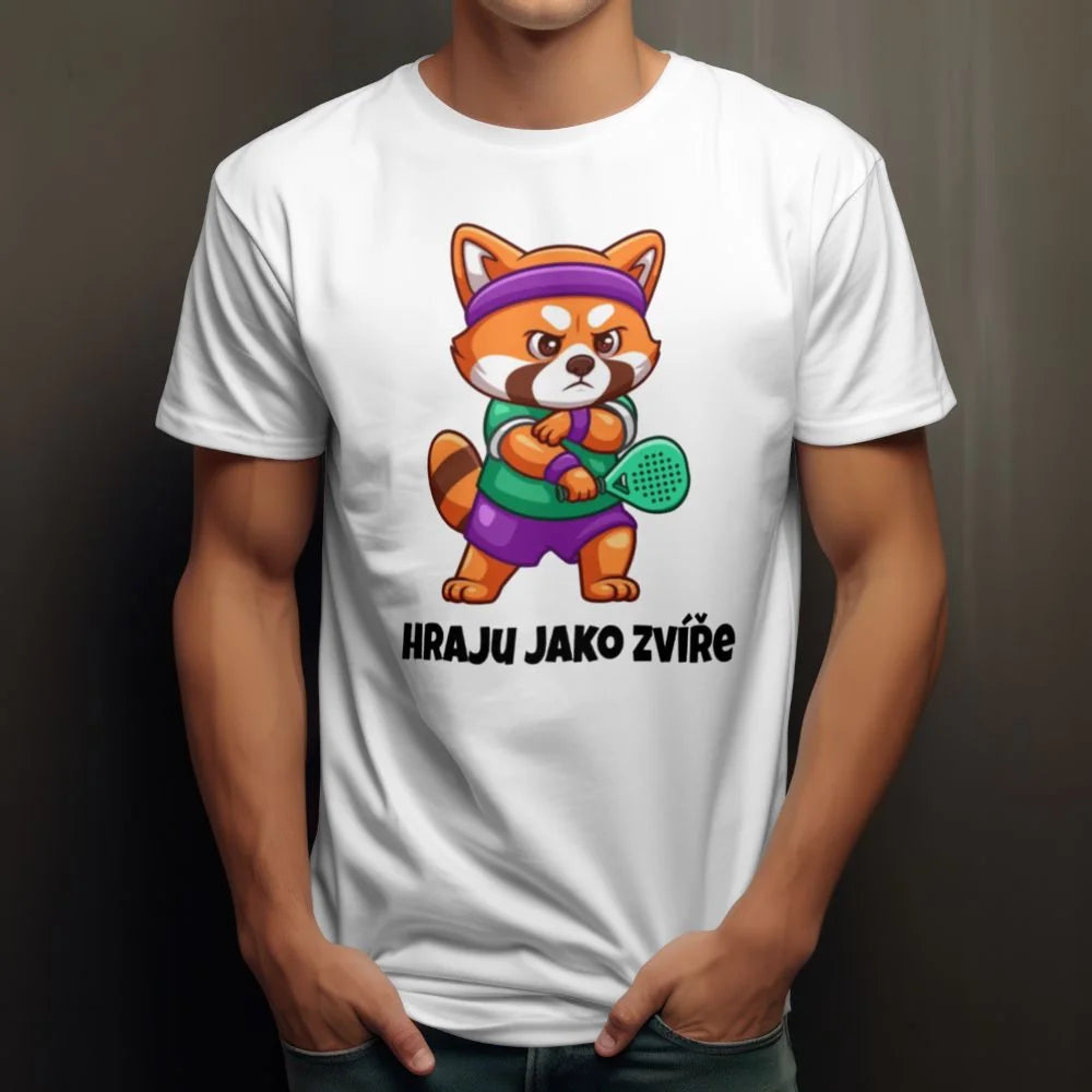 PÁNSKÉ TRIČKO PADEL HRAJU JAKO ZVÍŘE výběr ze 3 obrázků, možnost personalizace