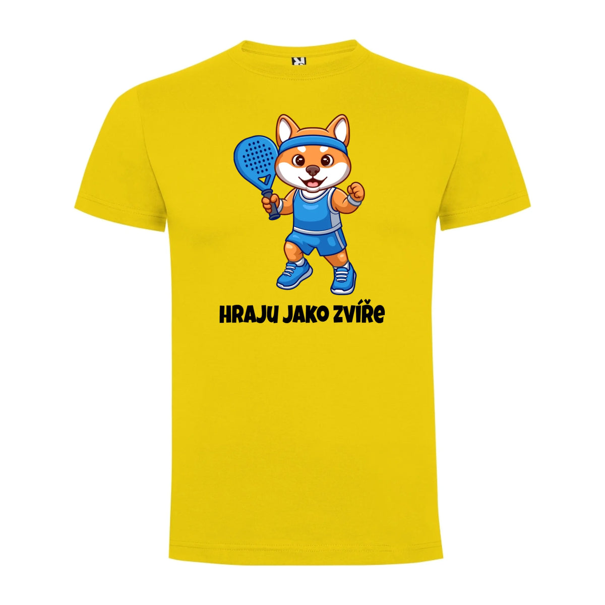 PÁNSKÉ TRIČKO PADEL HRAJU JAKO ZVÍŘE výběr ze 3 obrázků, možnost personalizace potisk jen dopředu Žlutá