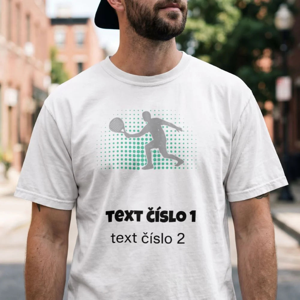 PÁNSKÉ TRIČKO s motivem PADEL (výběr z 10+ obrázků, možnost doplnit vlastní texty)