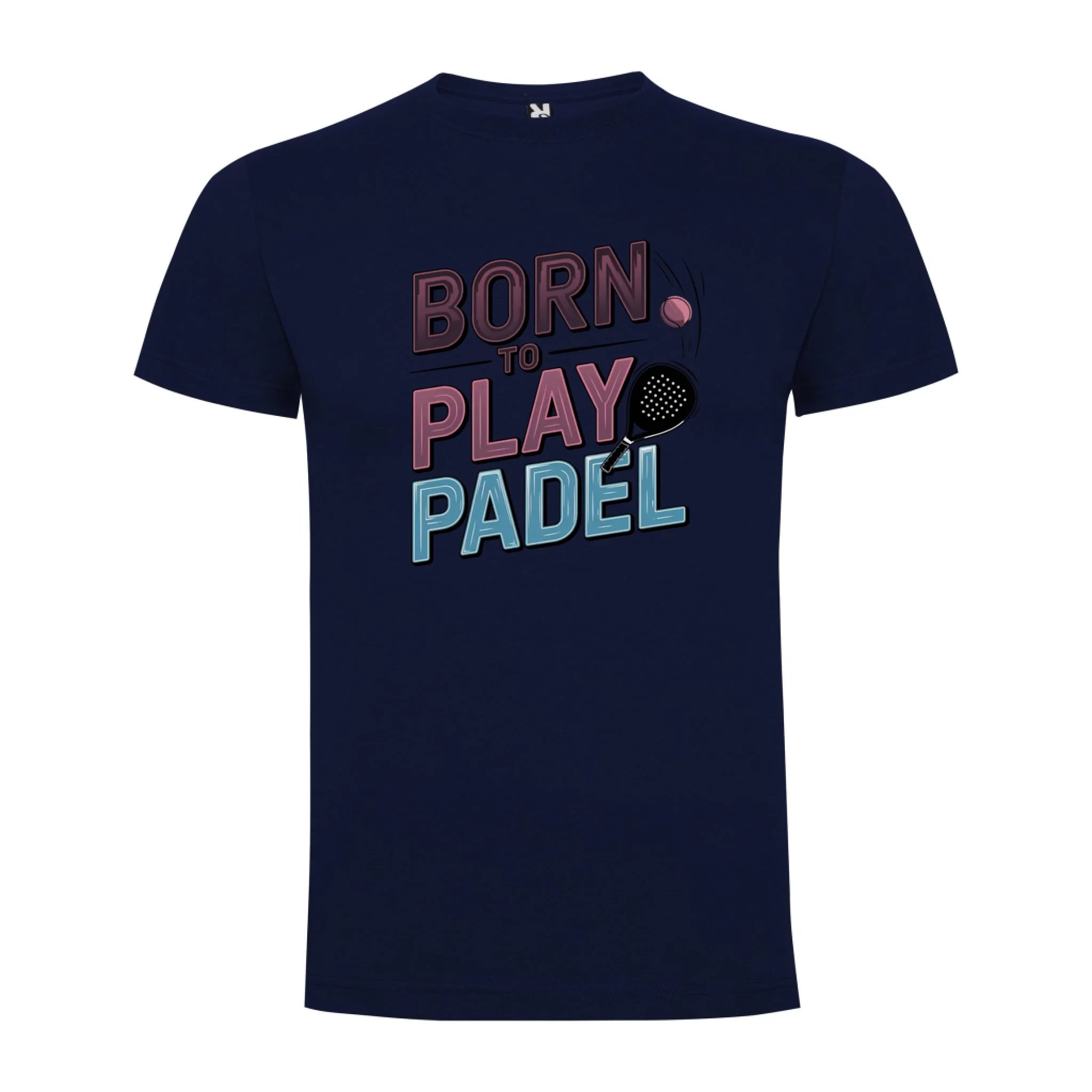 PÁNSKÉ TRIČKO BORN TO PLAY PADEL možnost dotisku jména, čísla, obrázku jen motiv dopředu Námořnická modrá
