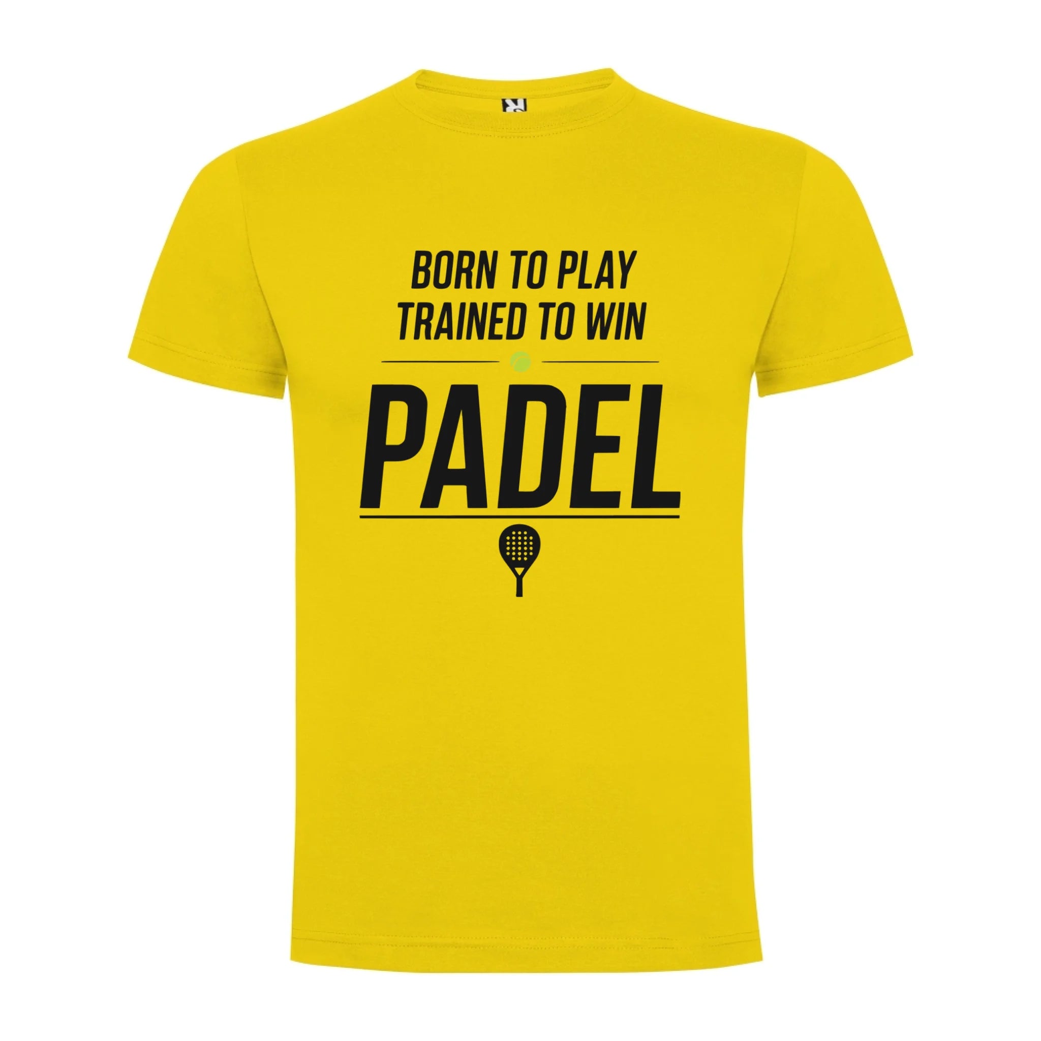 PÁNSKÉ TRIČKO PADEL BORN TO PLAY, TRAINED TO WIN s možností personalizace jen motiv dopředu Žlutá