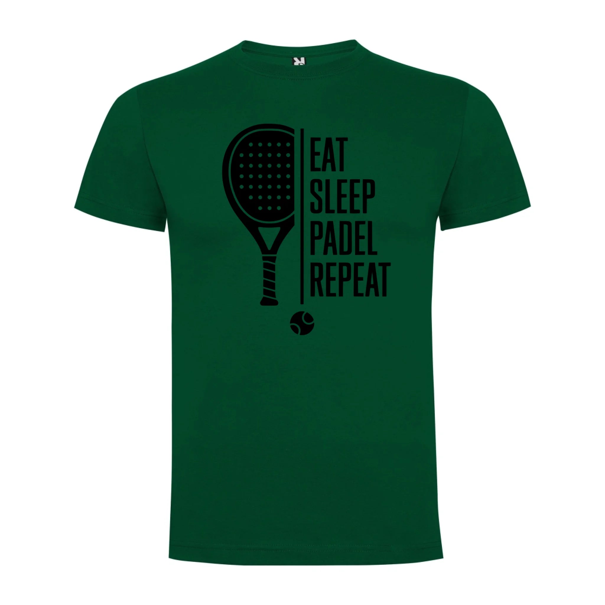 PÁNSKÉ TRIČKO PADEL EAT SLEEP REPEAT s možností personalizace jen motiv dopředu Tmavě zelená