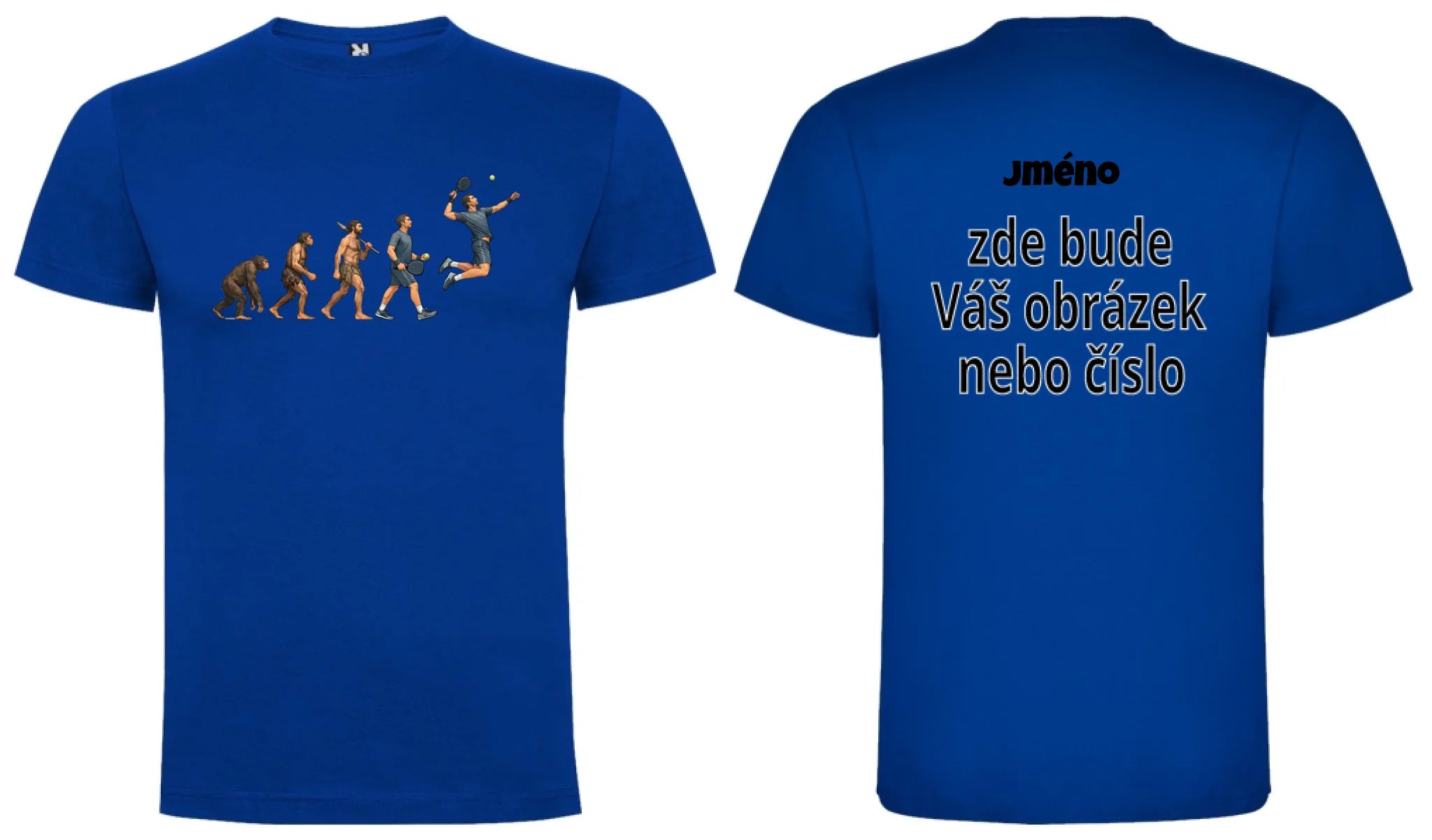 PÁNSKÉ TRIČKO PADEL EVOLUCE s možností personalizace motiv dopředu a na záda vlastní potisk Modrá
