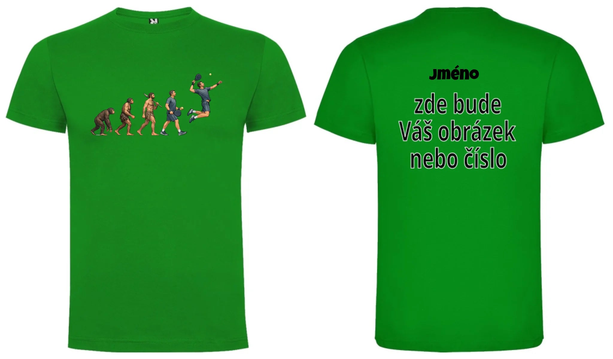 PÁNSKÉ TRIČKO PADEL EVOLUCE s možností personalizace motiv dopředu a na záda vlastní potisk Zelená