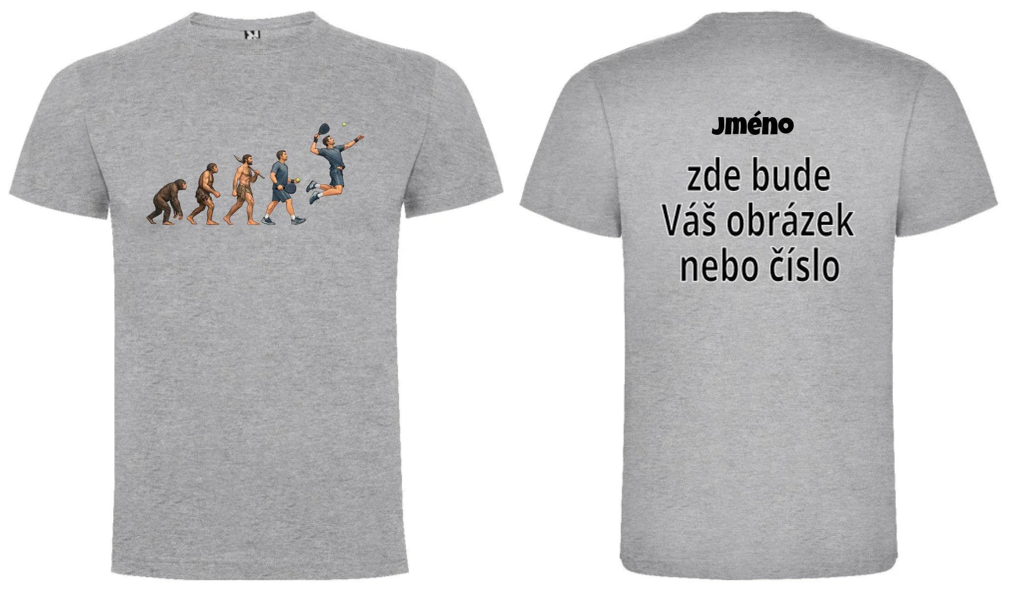 PÁNSKÉ TRIČKO PADEL EVOLUCE s možností personalizace motiv dopředu a na záda vlastní potisk Melír