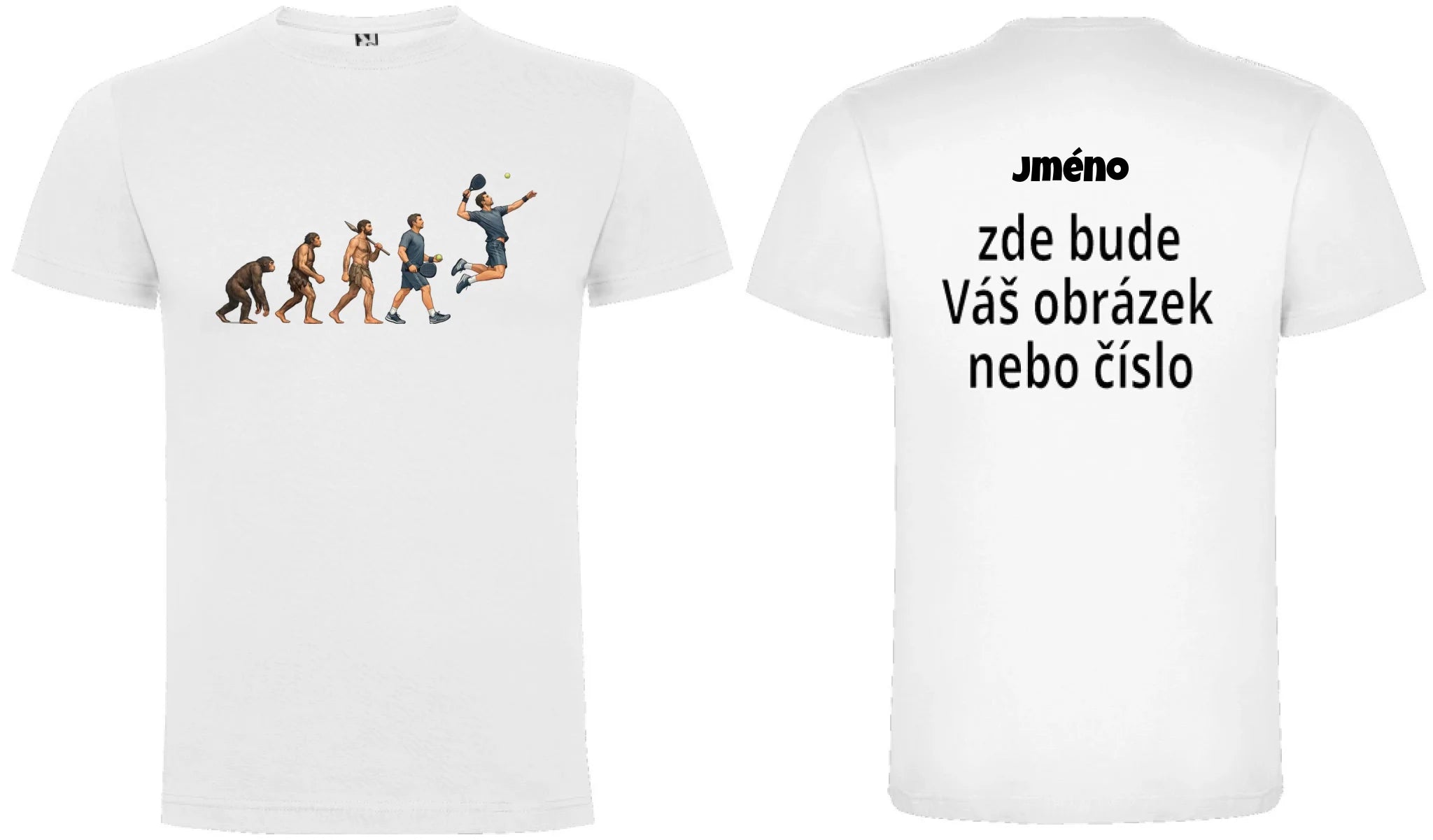 PÁNSKÉ TRIČKO PADEL EVOLUCE s možností personalizace motiv dopředu a na záda vlastní potisk Bílá