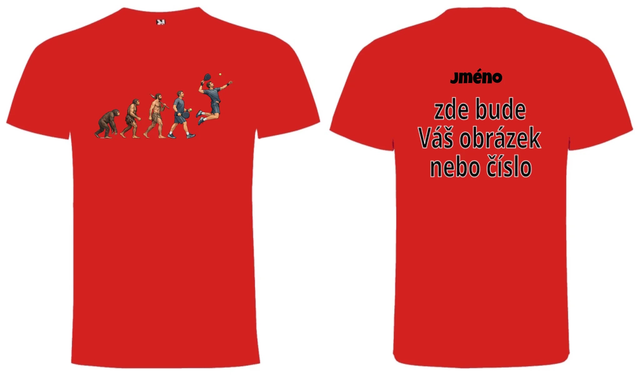 PÁNSKÉ TRIČKO PADEL EVOLUCE s možností personalizace motiv dopředu a na záda vlastní potisk Červená