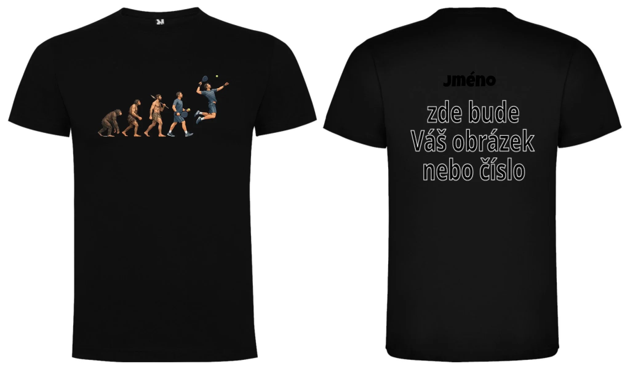 PÁNSKÉ TRIČKO PADEL EVOLUCE s možností personalizace motiv dopředu a na záda vlastní potisk Černá