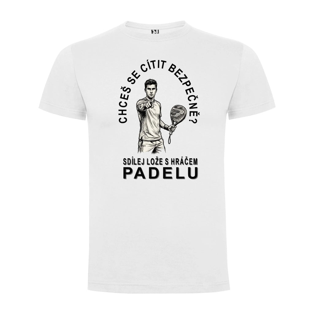 PÁNSKÉ TRIČKO PADEL SDÍLEJ LOŽE s možností personalizace jen motiv dopředu Bílá