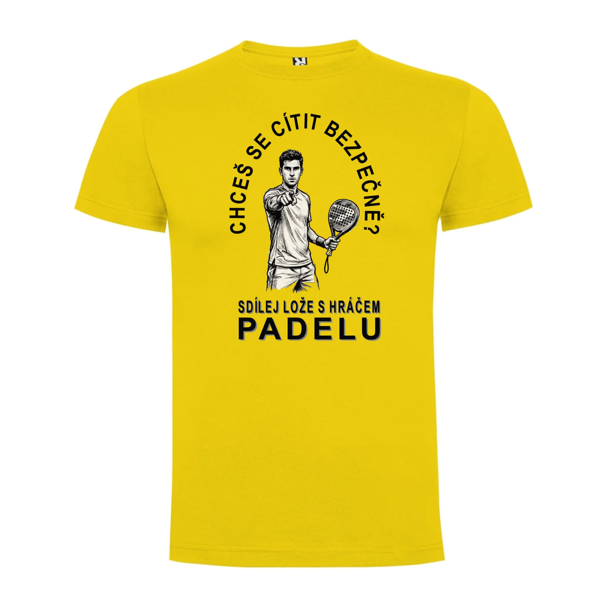 PÁNSKÉ TRIČKO PADEL SDÍLEJ LOŽE s možností personalizace jen motiv dopředu Žlutá