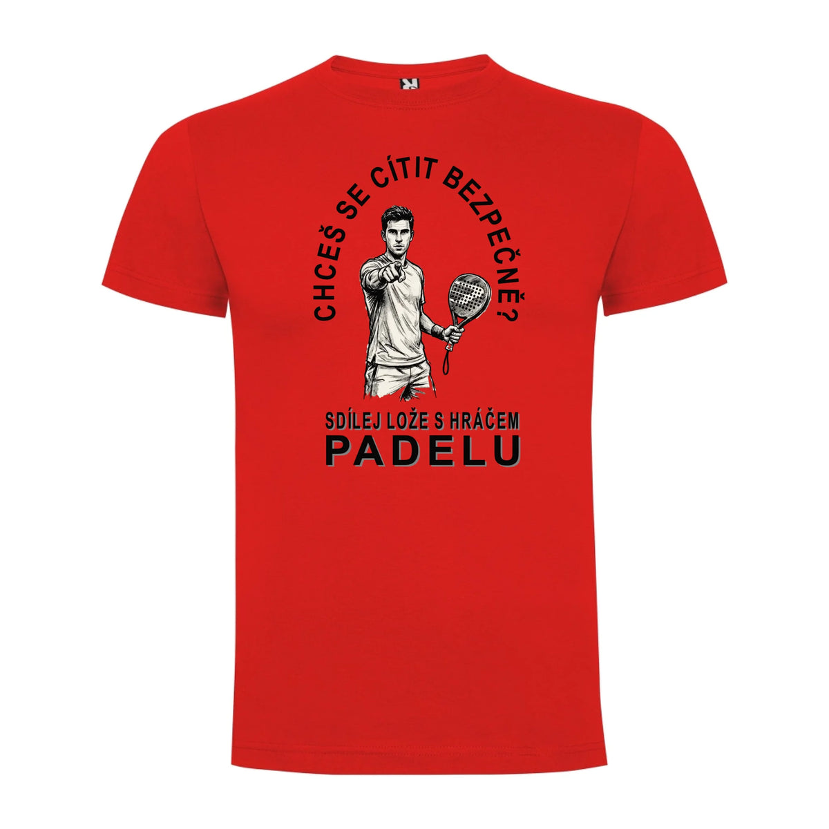 PÁNSKÉ TRIČKO PADEL SDÍLEJ LOŽE s možností personalizace jen motiv dopředu Červená