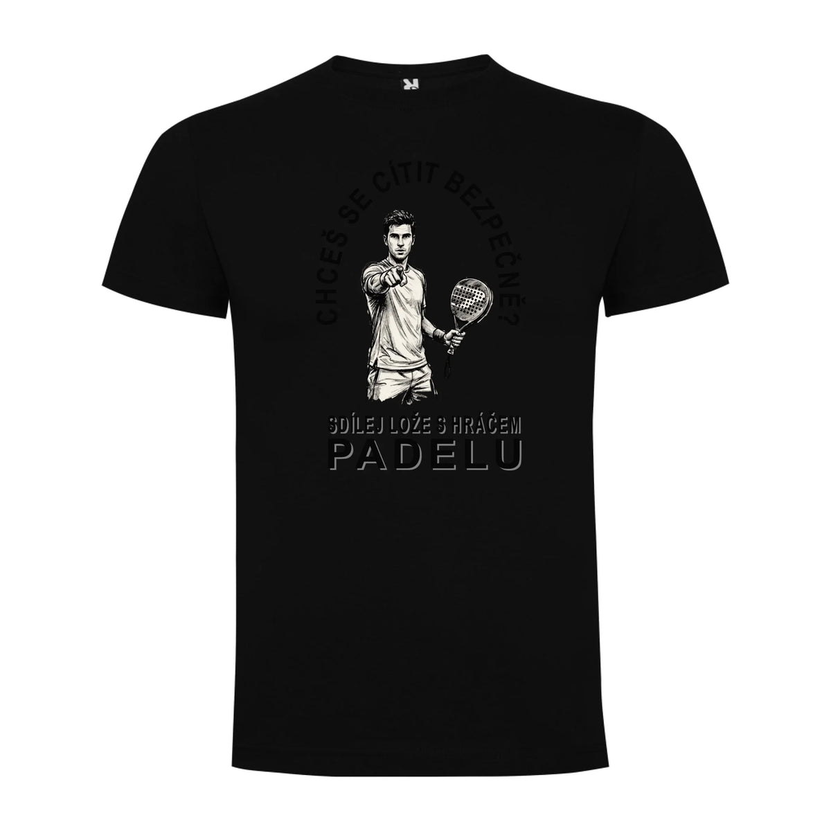 PÁNSKÉ TRIČKO PADEL SDÍLEJ LOŽE s možností personalizace jen motiv dopředu Černá