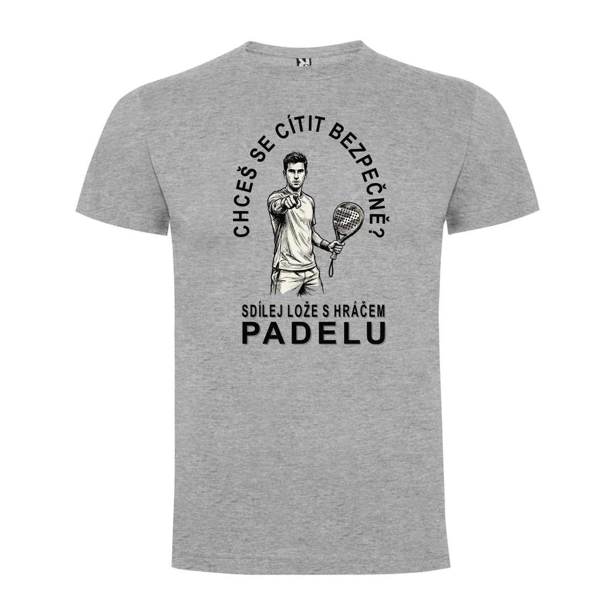 PÁNSKÉ TRIČKO PADEL SDÍLEJ LOŽE s možností personalizace jen motiv dopředu Melír