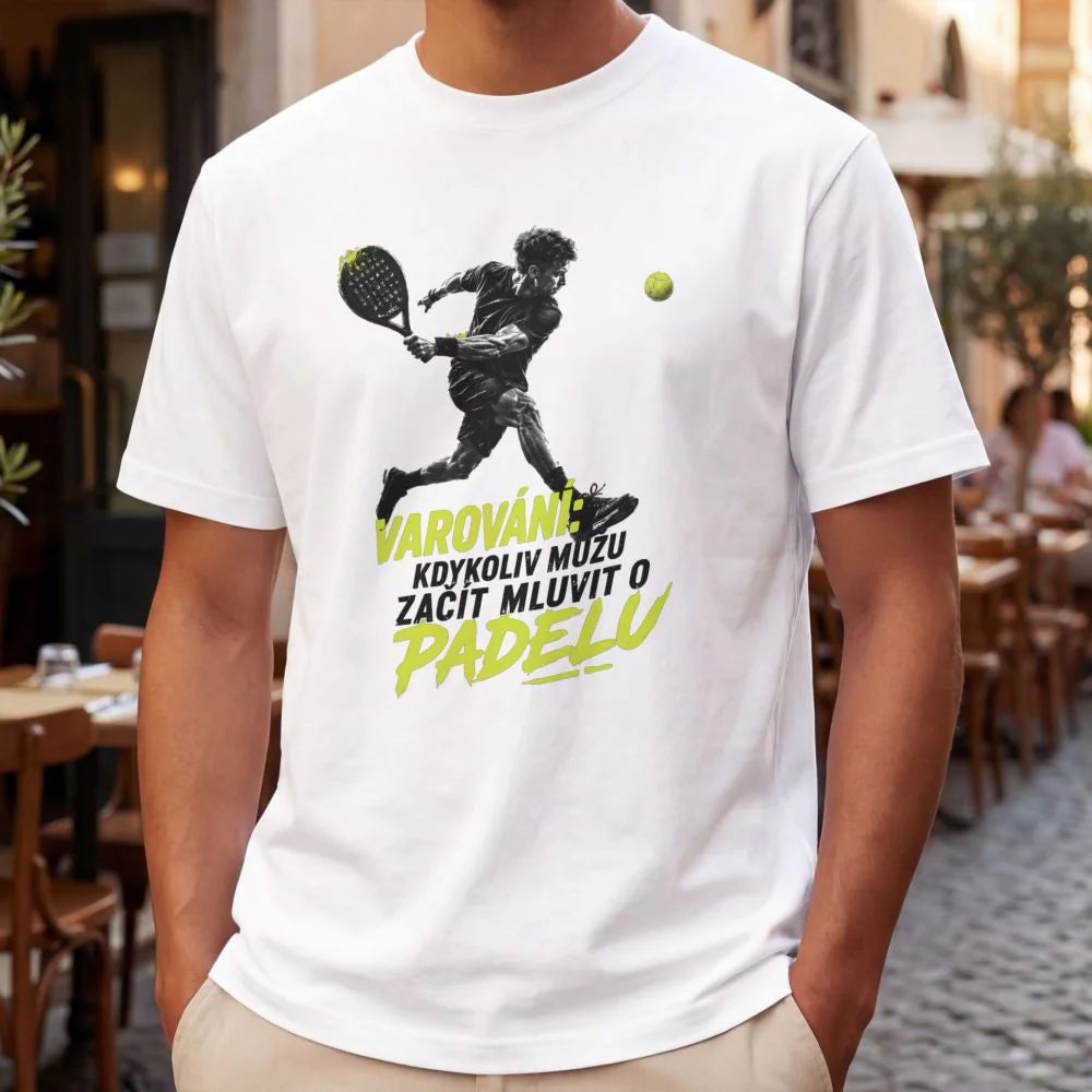 PÁNSKÉ TRIČKO PADEL VAROVÁNÍ možnost personalizace