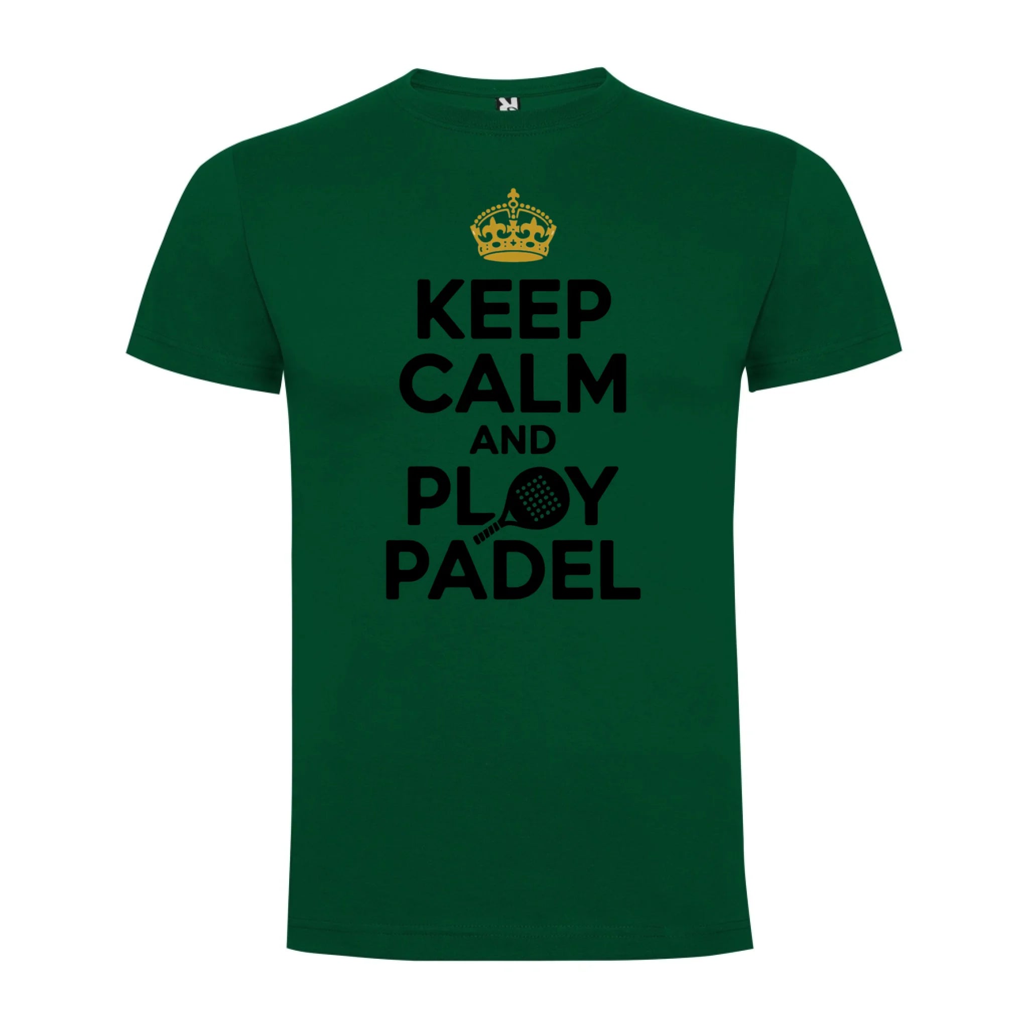 PÁNSKÉ TRIČKO KEEP CALM AND PLAY PADEL s možností personalizace jen motiv dopředu Tmavě zelená