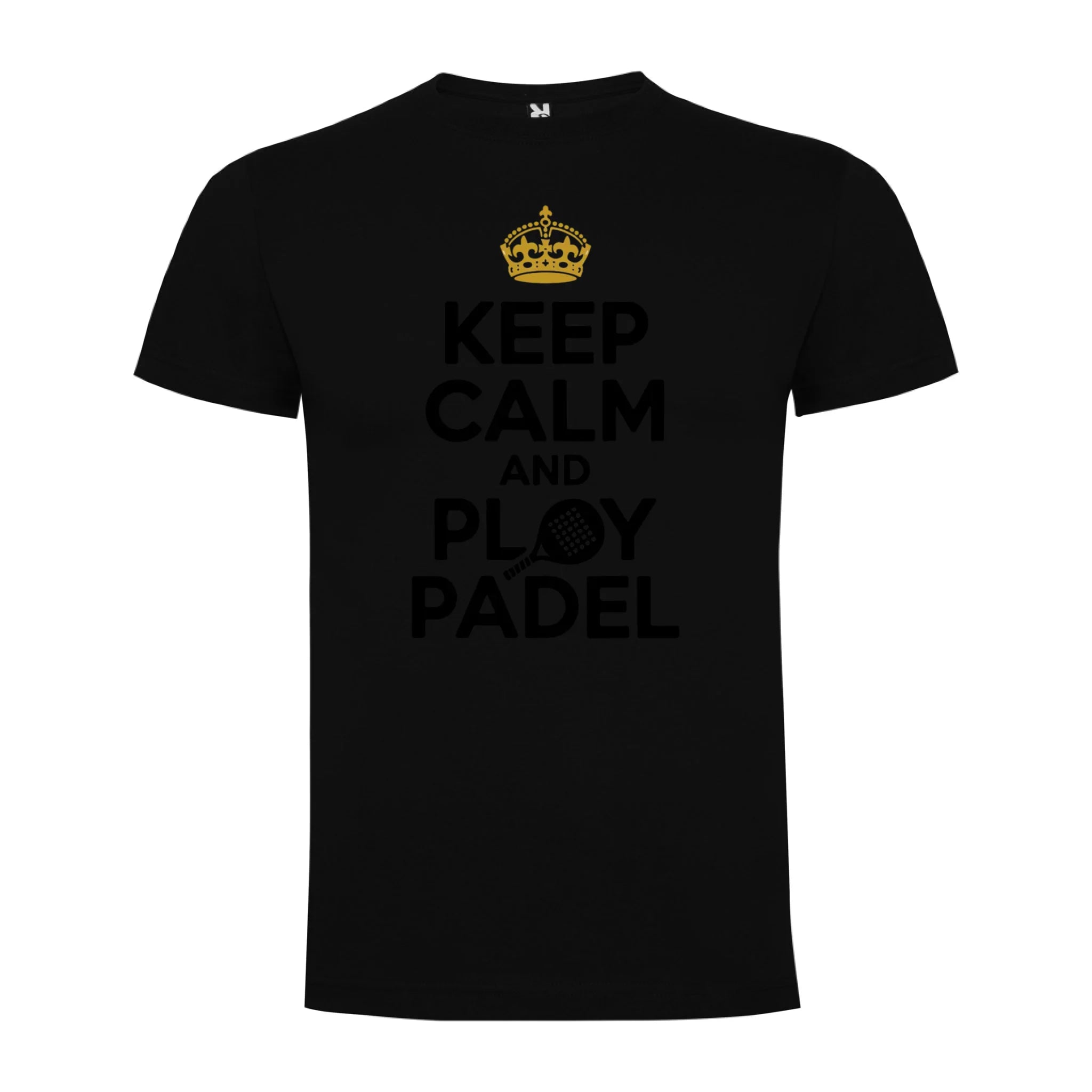 PÁNSKÉ TRIČKO KEEP CALM AND PLAY PADEL s možností personalizace jen motiv dopředu Černá