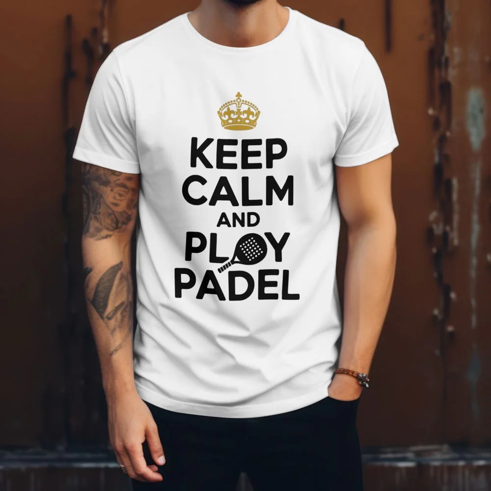PÁNSKÉ TRIČKO KEEP CALM AND PLAY PADEL s možností personalizace