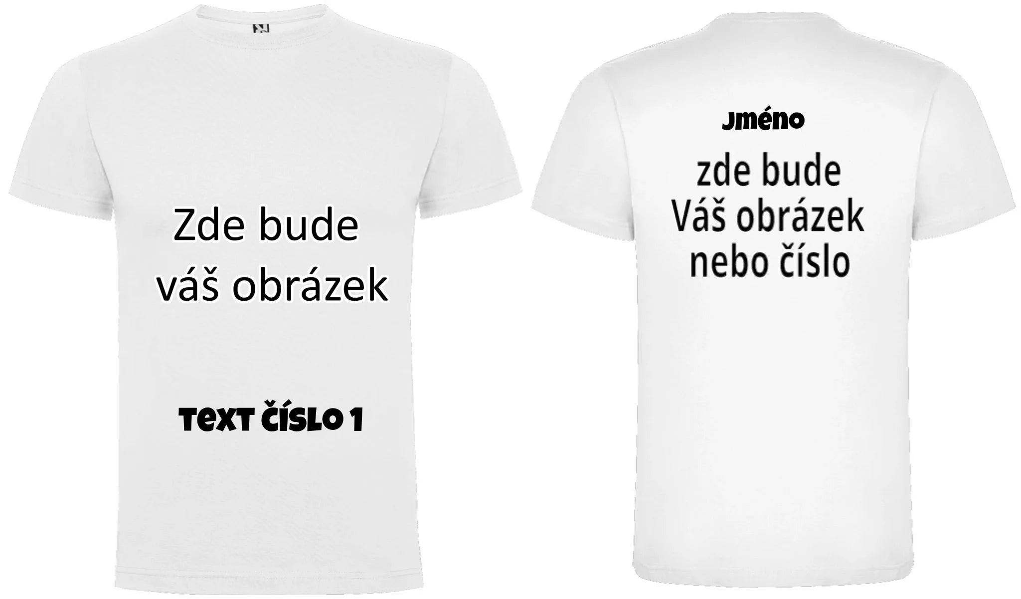 PÁNSKÉ TRIČKO krátký rukáv s vaším motivem/fotkou potisk dopředu i na záda Bílá