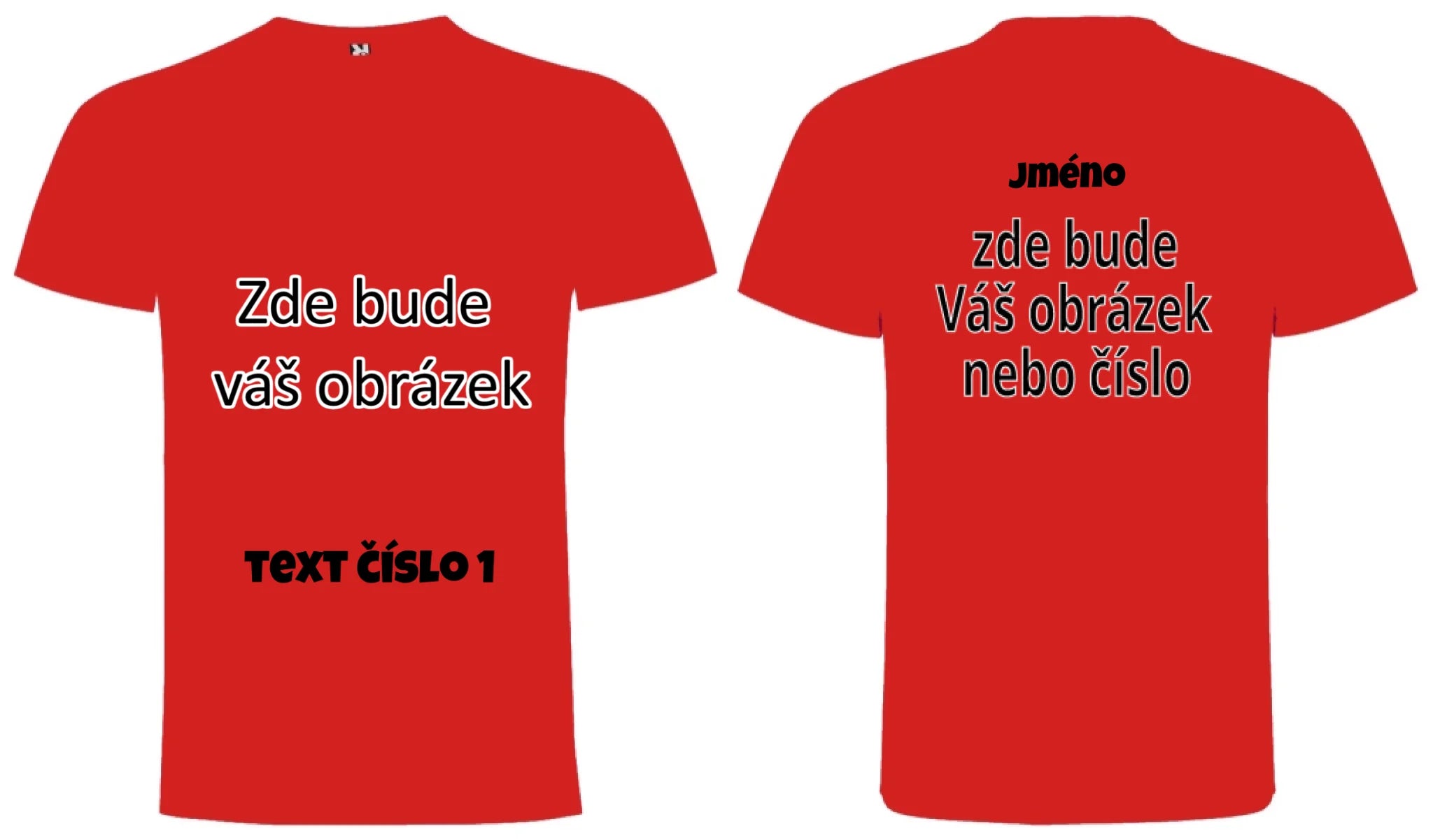 PÁNSKÉ TRIČKO krátký rukáv s vaším motivem/fotkou potisk dopředu i na záda Červená