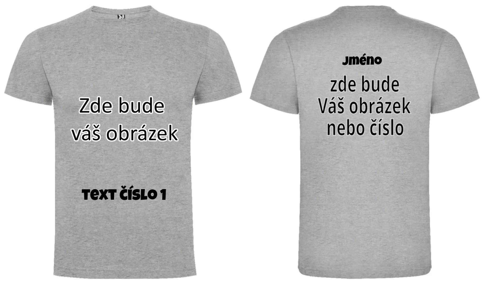PÁNSKÉ TRIČKO krátký rukáv s vaším motivem/fotkou potisk dopředu i na záda Melír