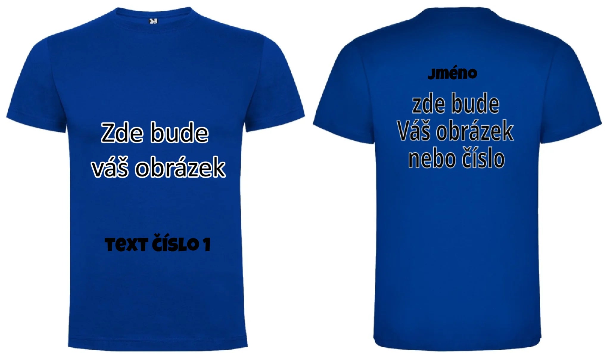 PÁNSKÉ TRIČKO krátký rukáv s vaším motivem/fotkou potisk dopředu i na záda Modrá