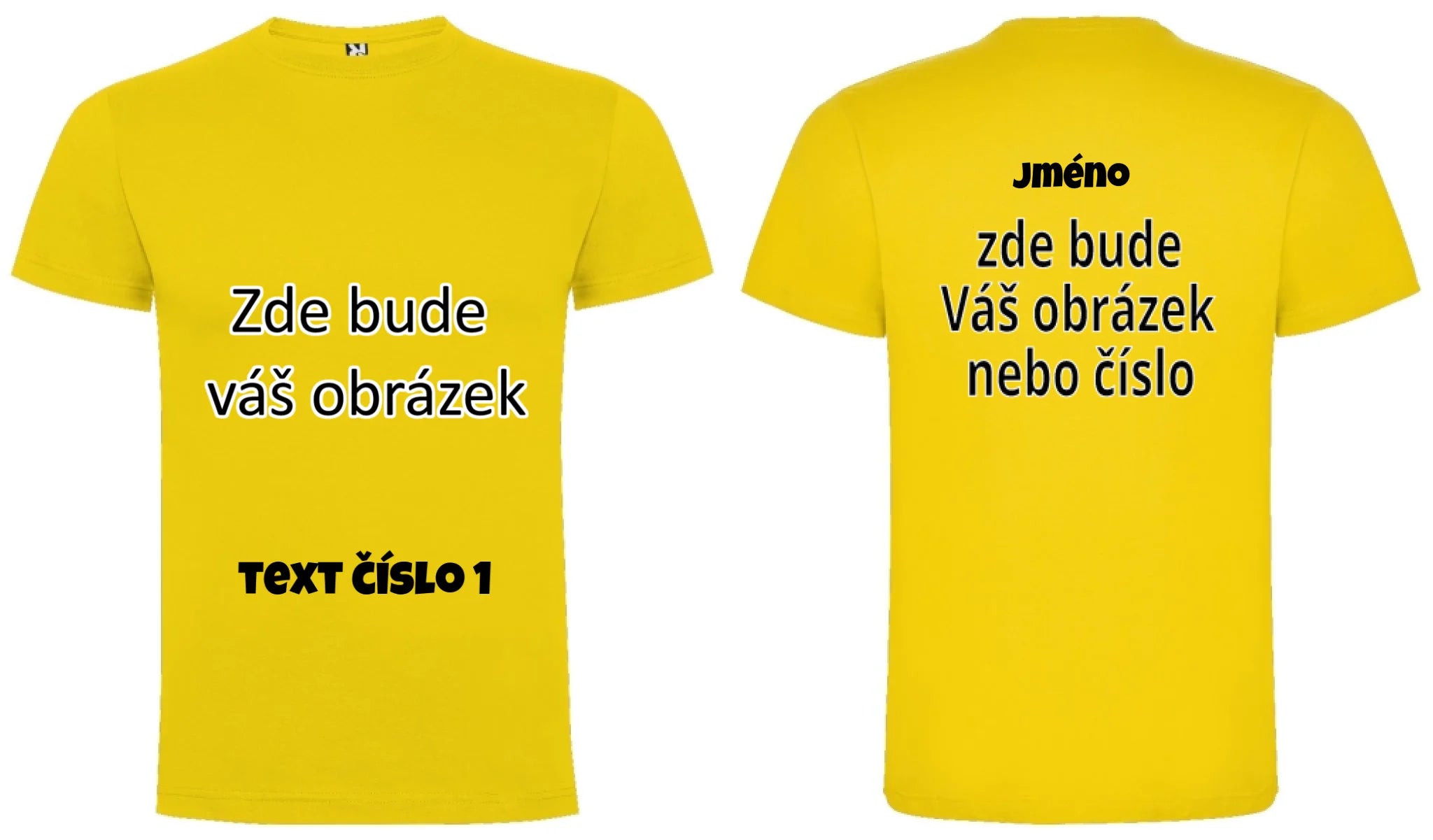 PÁNSKÉ TRIČKO krátký rukáv s vaším motivem/fotkou potisk dopředu i na záda Žlutá