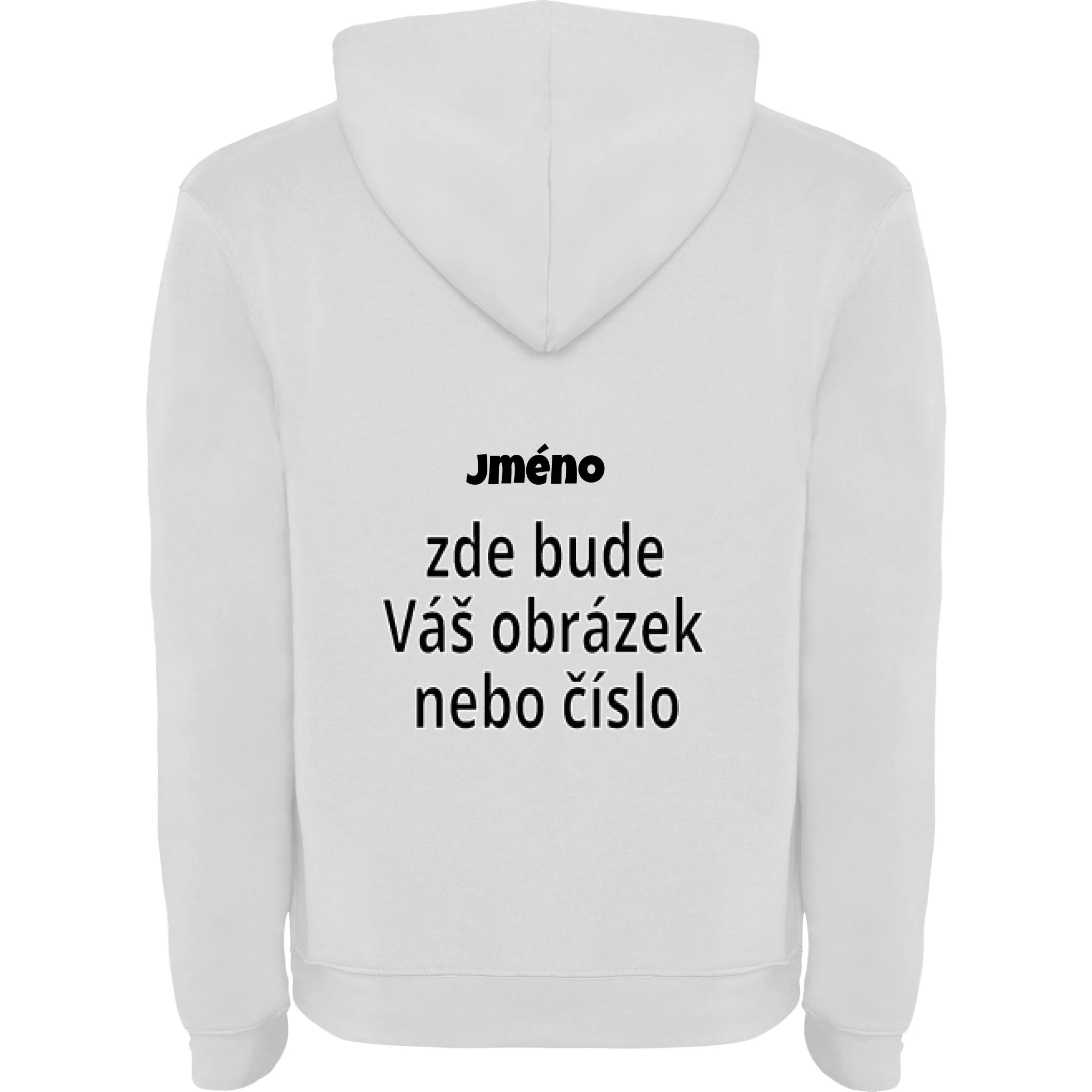PÁNSKÁ MIKINA s kapucí s vaším motivem/fotkou potisk jen na záda Bílá