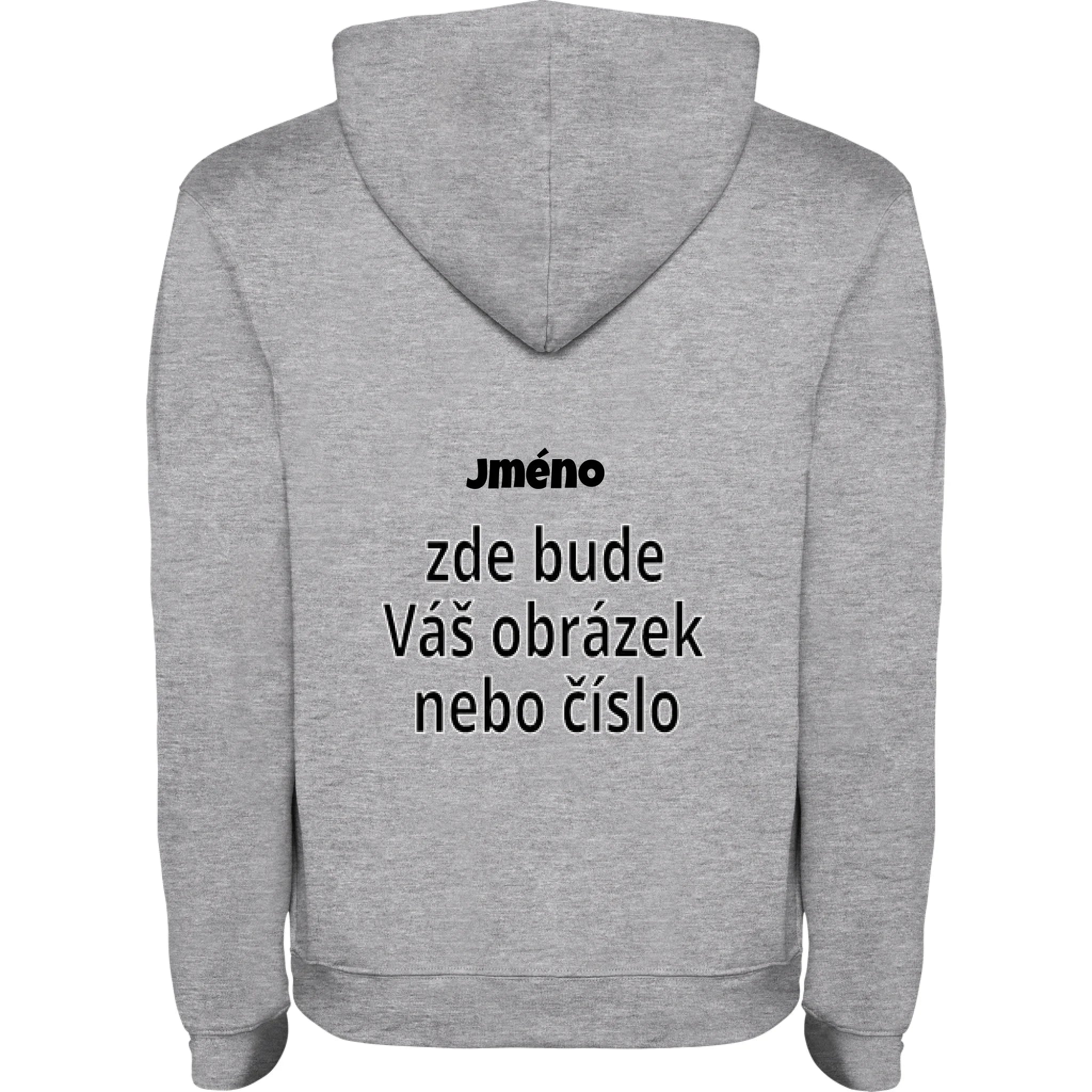PÁNSKÁ MIKINA s kapucí s vaším motivem/fotkou potisk jen na záda Melír černá