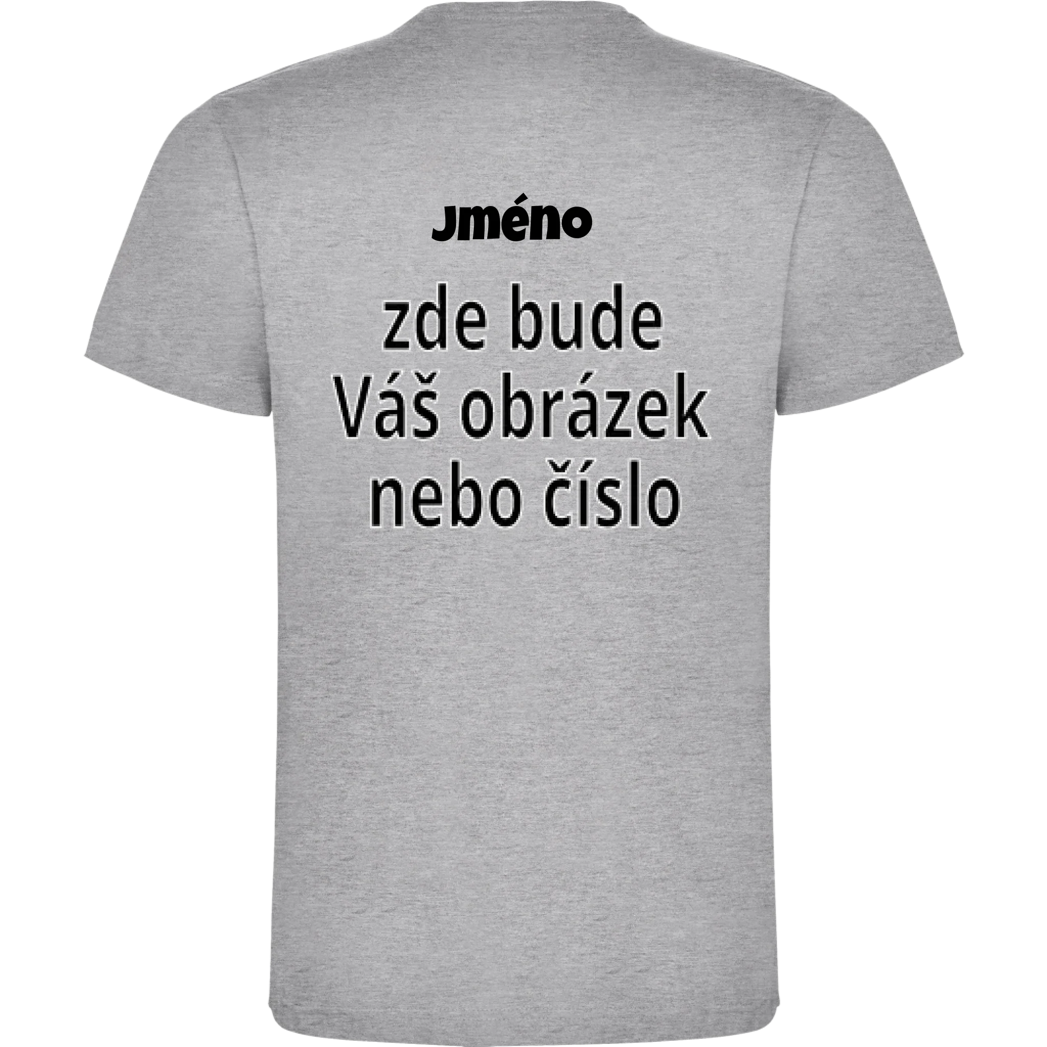 CHLAPECKÉ TRIČKO krátký rukáv s vaším motivem/fotkou potisk jen na záda Melír
