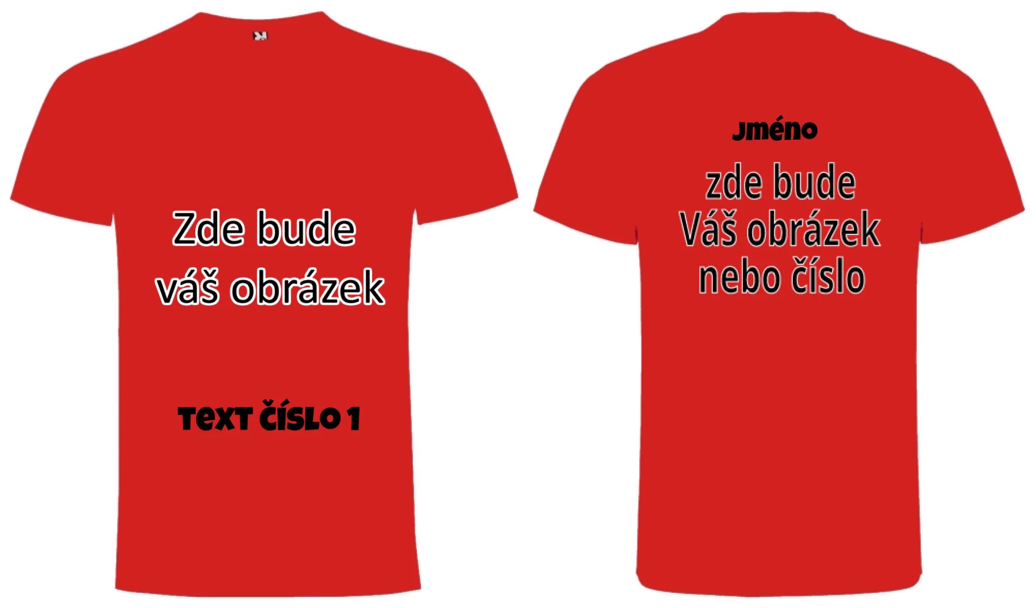 CHLAPECKÉ TRIČKO krátký rukáv s vaším motivem/fotkou potisk dopředu i na záda Červená