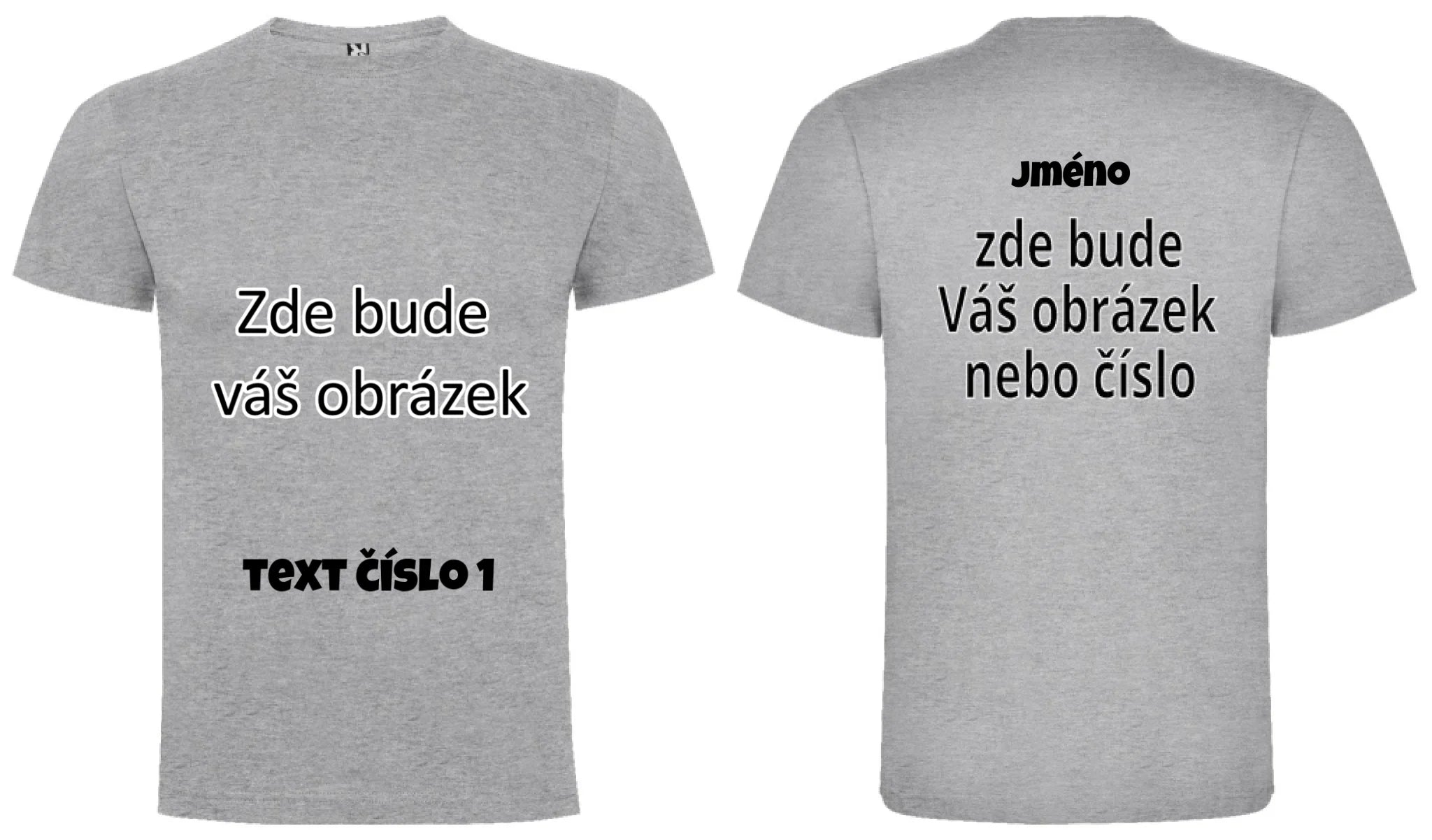 CHLAPECKÉ TRIČKO krátký rukáv s vaším motivem/fotkou potisk dopředu i na záda Melír