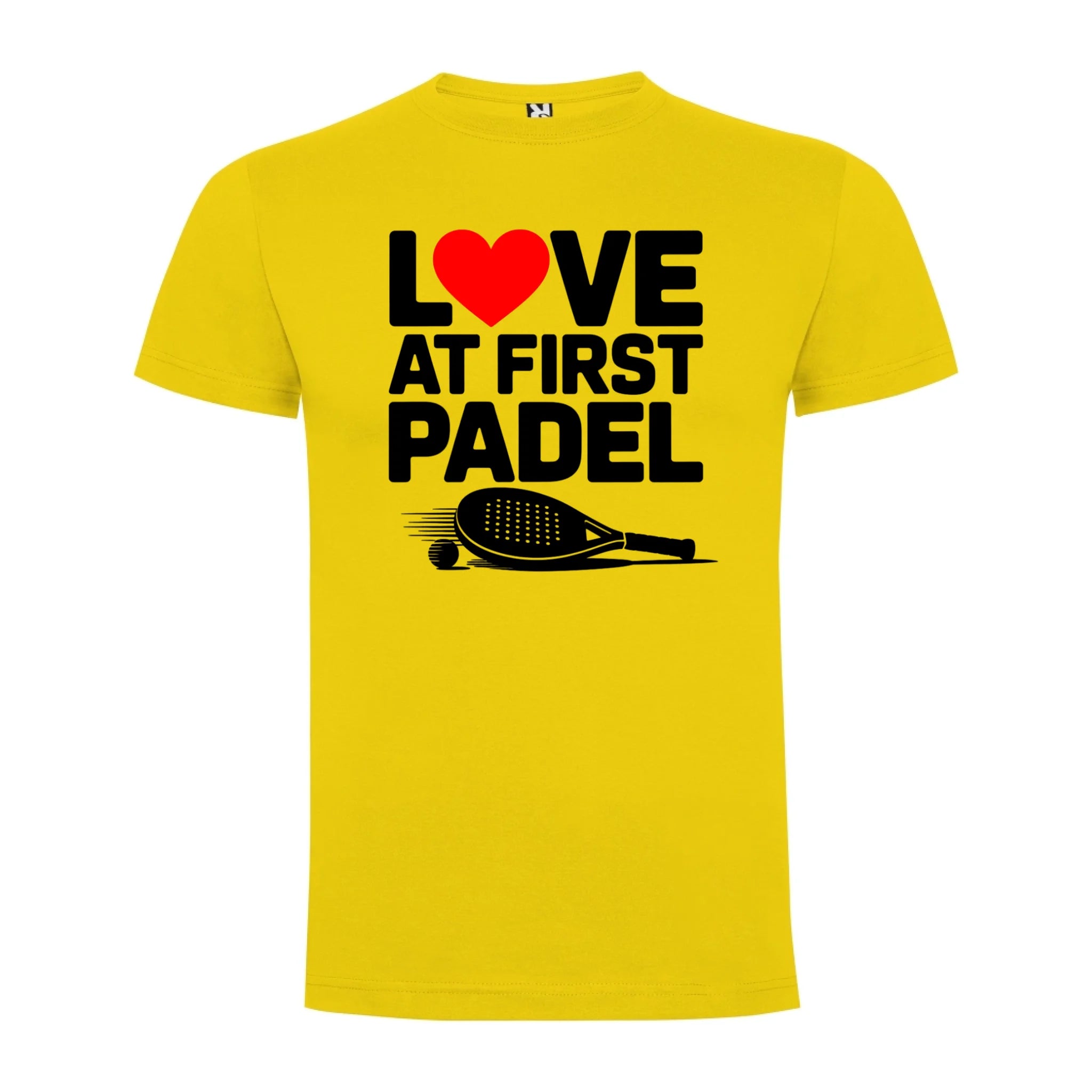 PÁNSKÉ TRIČKO LOVE AT FIRST PADEL s možností dotisku jména, čísla, obrázku jen motiv dopředu Žlutá