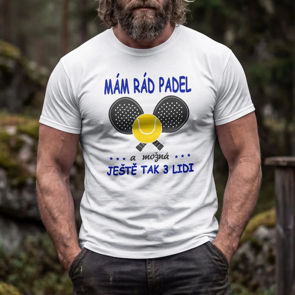 PÁNSKÉ TRIČKO MÁM RÁD PADEL s možností dotisku jména, čísla, obrázku