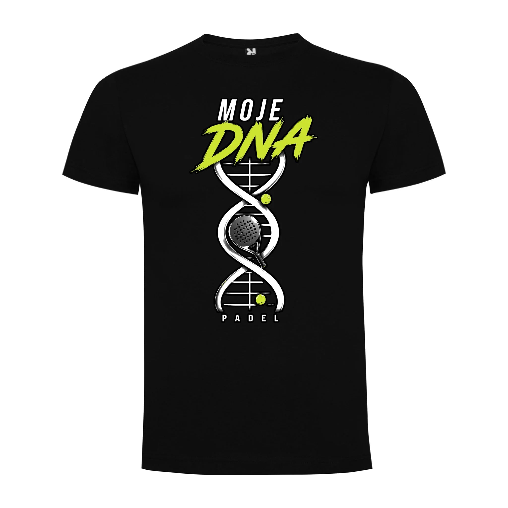 PÁNSKÉ TRIČKO PADEL MOJE DNA s možností dotisku jména, čísla, obrázku jen motiv dopředu Černá