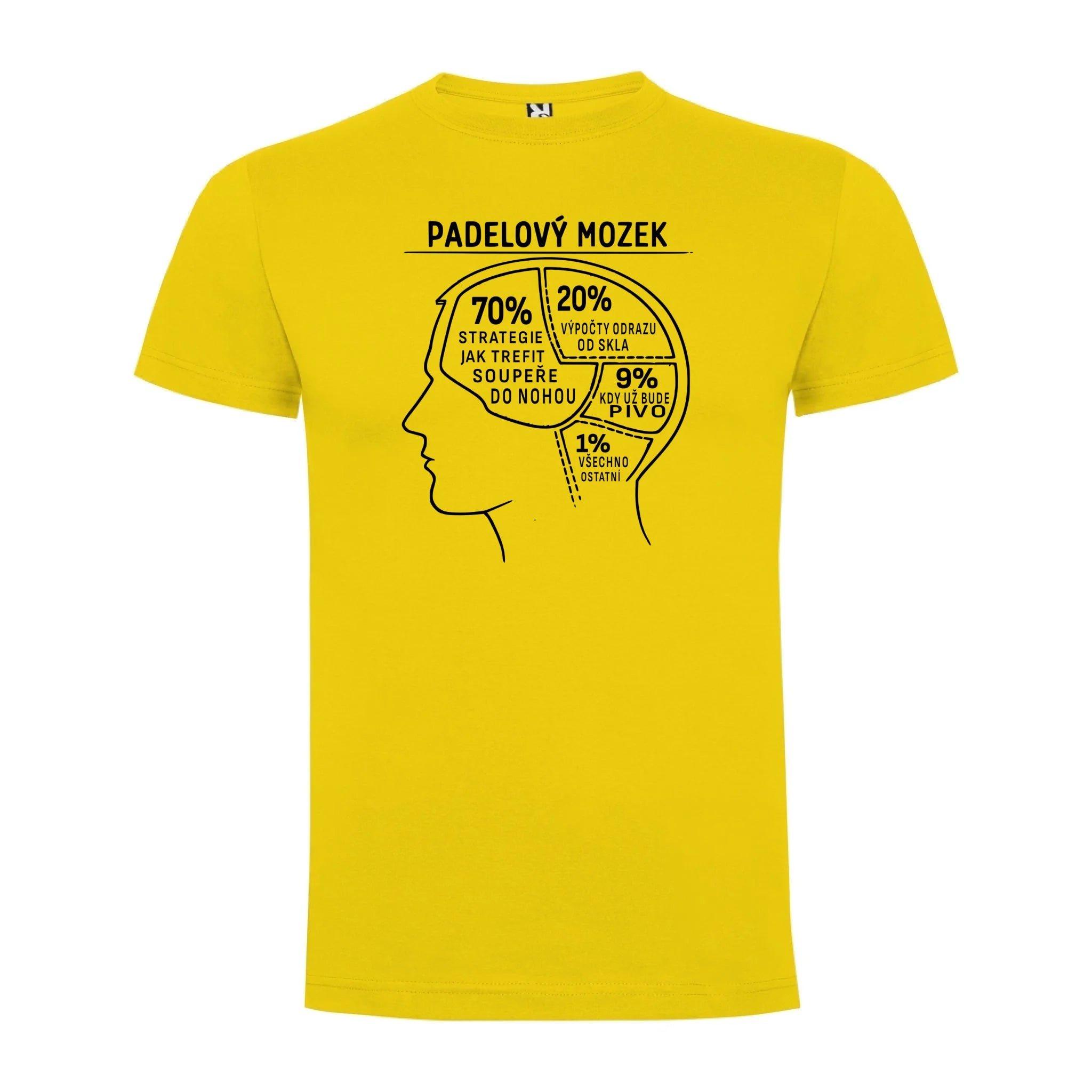 PÁNSKÉ TRIČKO PADEL MOZEK s možností personalizace jen motiv dopředu Žlutá
