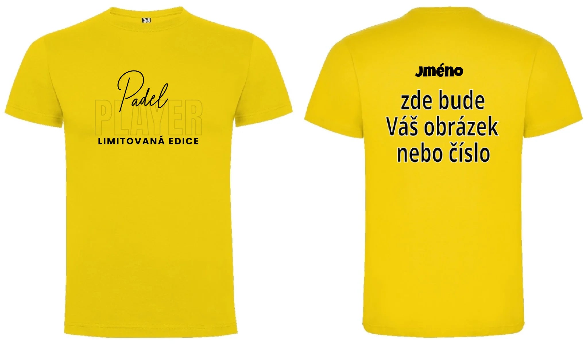 PÁNSKÉ TRIČKO PADEL PLAYER s možností personalizace motiv dopředu a na záda vlastní potisk Žlutá