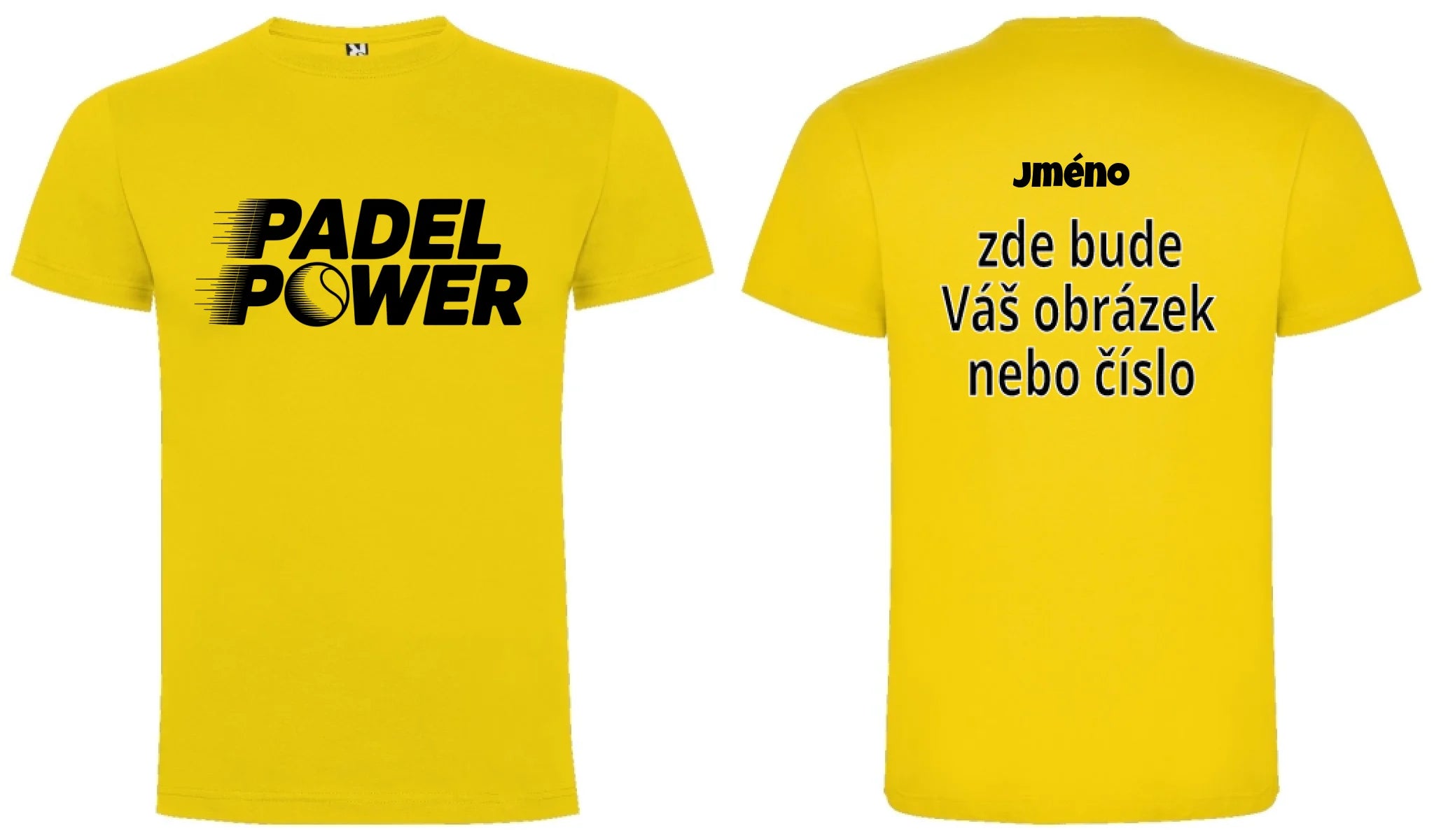 PÁNSKÉ TRIČKO PADEL POWER s možností personalizace motiv dopředu a na záda vlastní potisk Žlutá