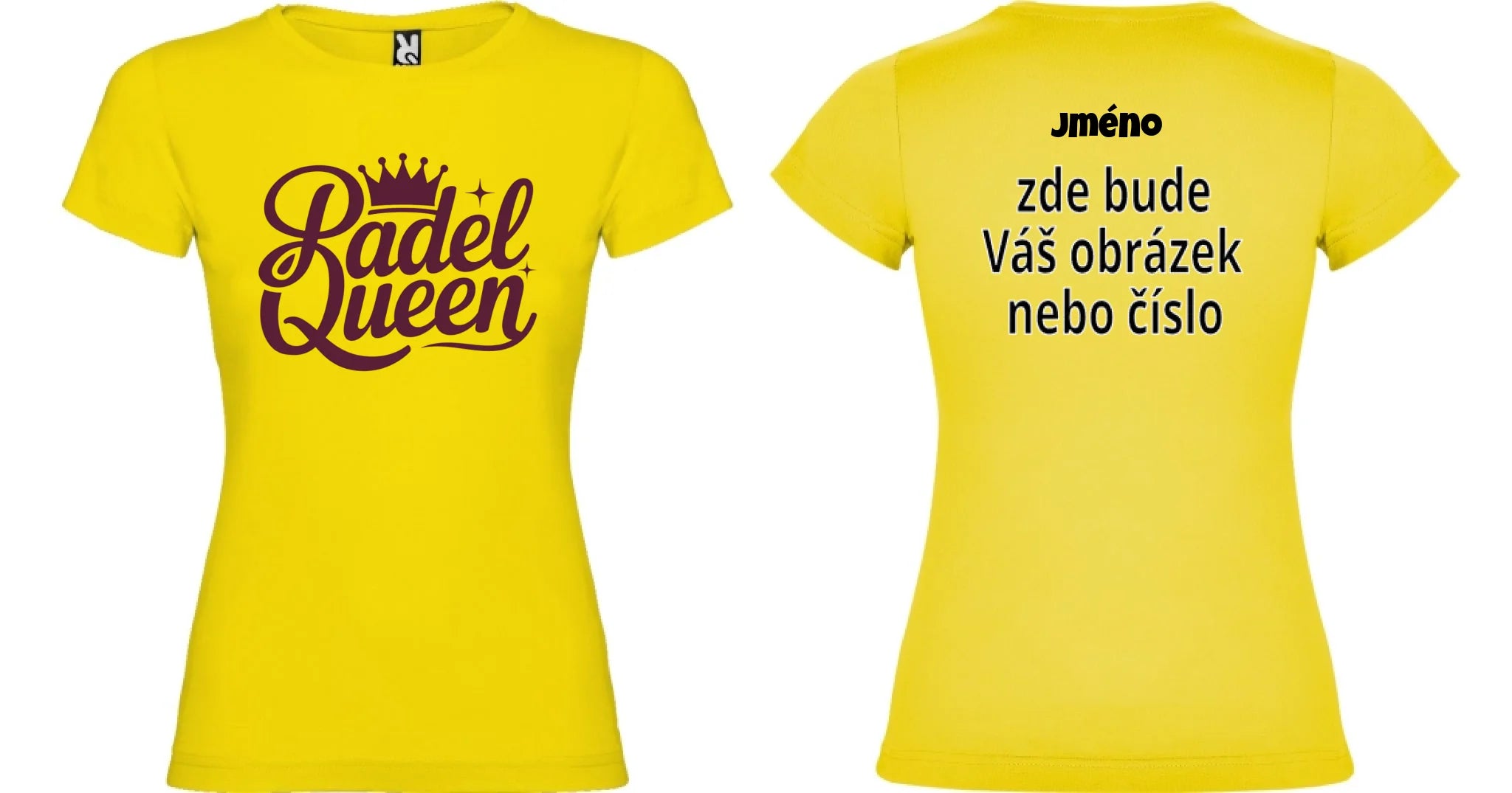 DÁMSKÉ TRIČKO PADEL QUEEN s možností dotisku jména, čísla, obrázku motiv dopředu a na záda vlastní potisk Žlutá