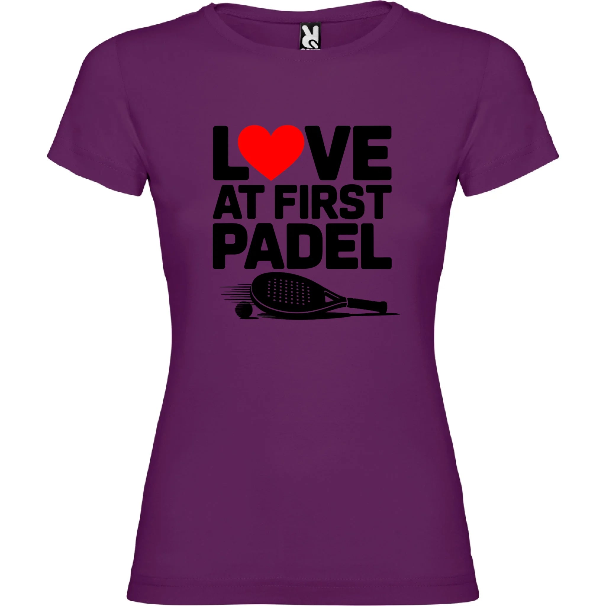 DÁMSKÉ TRIČKO LOVE AT FIRST PADEL s možností personalizace jen motiv dopředu Purpurová