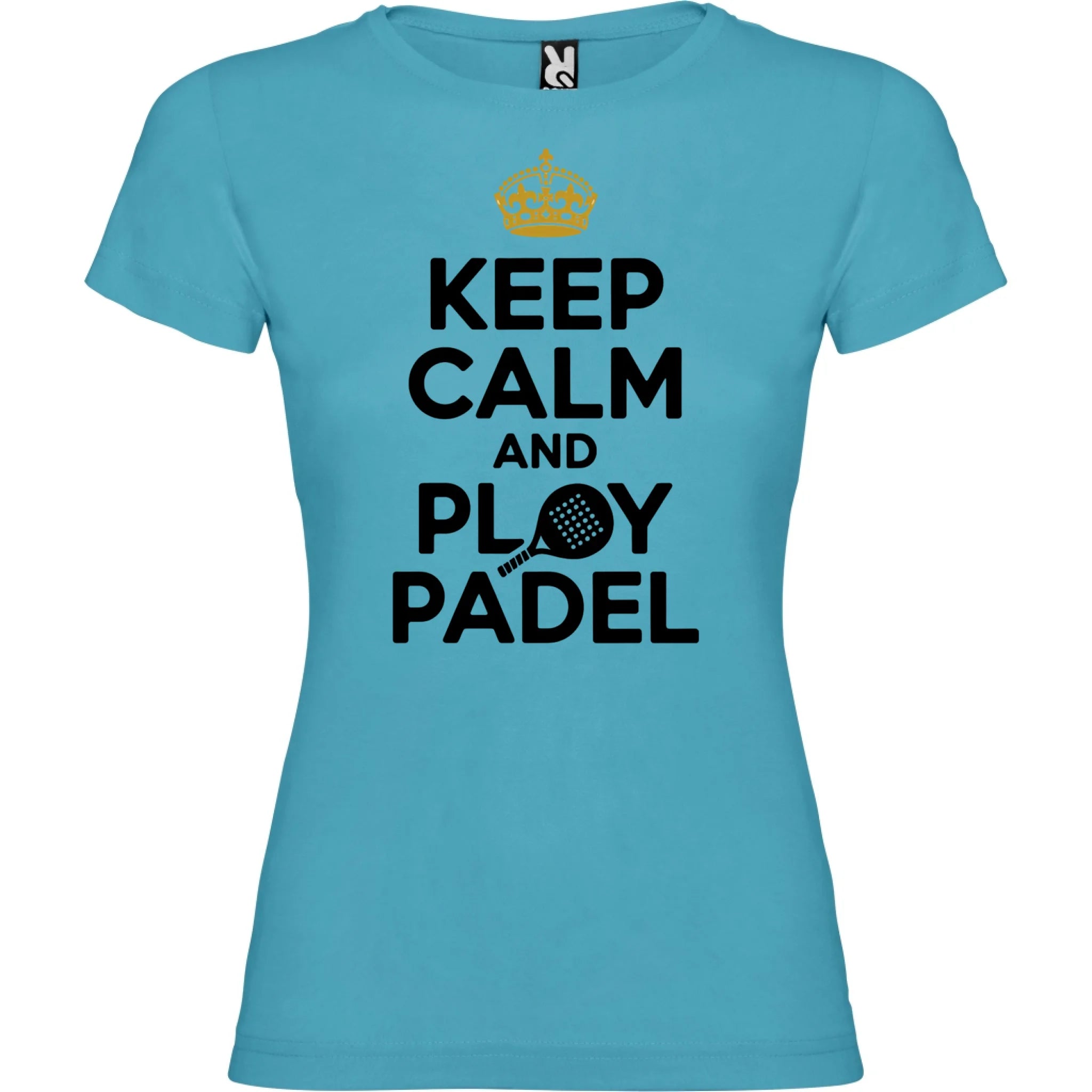 DÁMSKÉ TRIČKO KEEP CALM PLAY PADEL s možností dotisku jména, čísla, obrázku jen motiv dopředu Tyrkysová