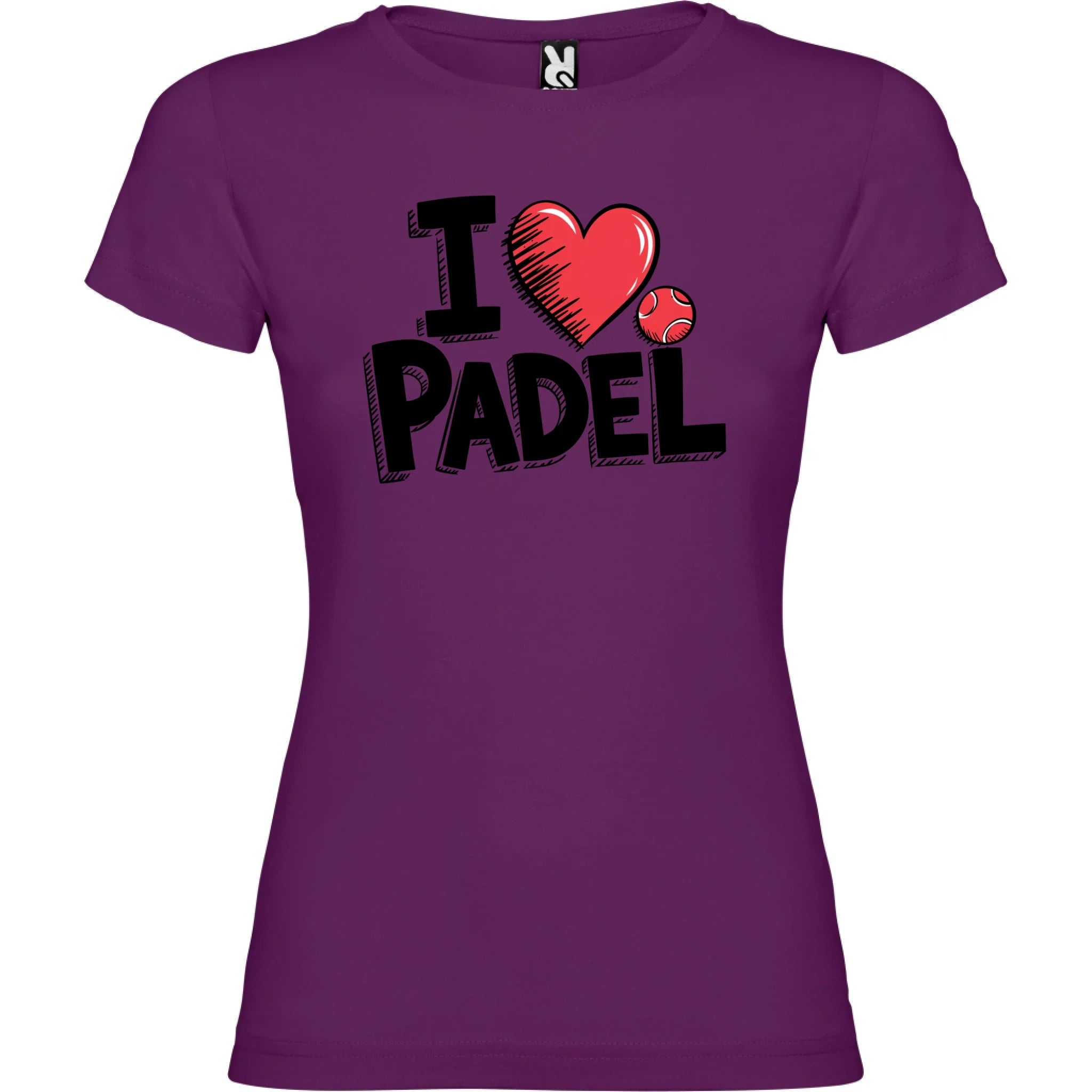 DÁMSKÉ TRIČKO I LOVE PADEL s možností dotisku jména, čísla, obrázku jen motiv dopředu Purpurová